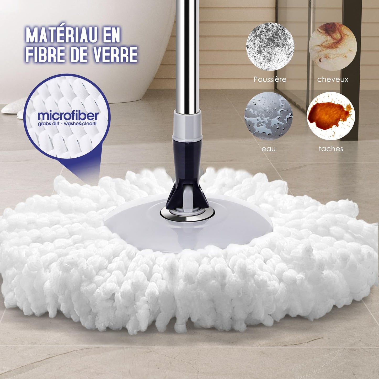 Eukue Juego de Fregona y Cubo, Fregona Mopa para Suelos giratoria con Pedal, 2en1 Cubo de Limpieza con Mop, Mopa Microfibra Rotatoria con 3 Almohadillas, para Madera Dura Laminado, Gris