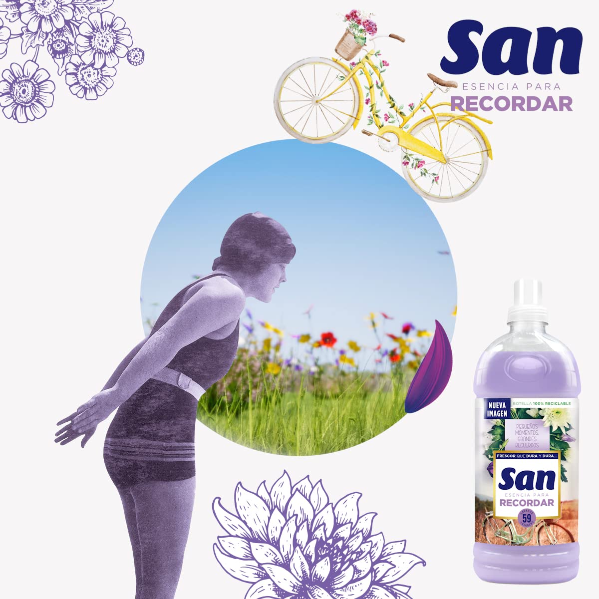 SAN | Suavizante Ropa Lavadora Líquido Concentrado | Fragancia Duradera Esencia para Recordar | Pack de 8 x 59 Lavados = 472 Dosis