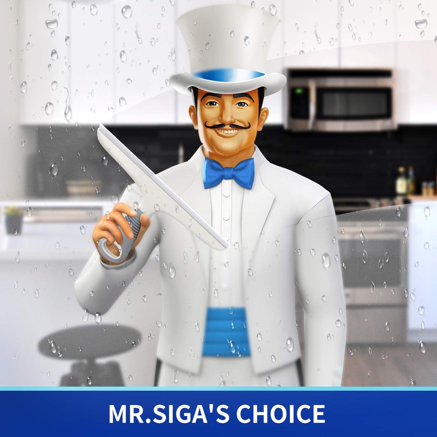 MR.SIGA Jalador Multiuso para Ventanas, vidrios, Puertas de Ducha, automóviles, fregadoras de Ventanas de Servicio Pesado, Gancho de succión Incluido, 10 Pulgadas, Blanco y Gris