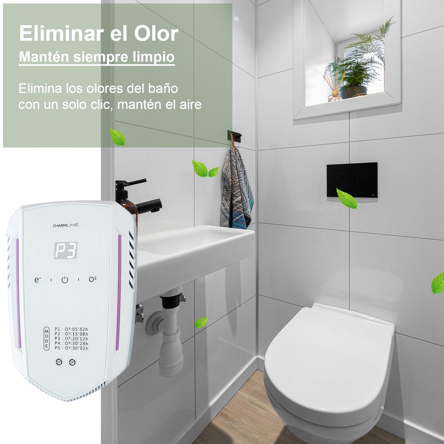 Purificador de Aire con Ozono e Iones Negativos,Eliminador de Olores,Air Purifier,Generador de Ionizador para Habitaciones,Generador de Ozono para Hogar/Cocinas/Baños/Habitaciones De Mascotas