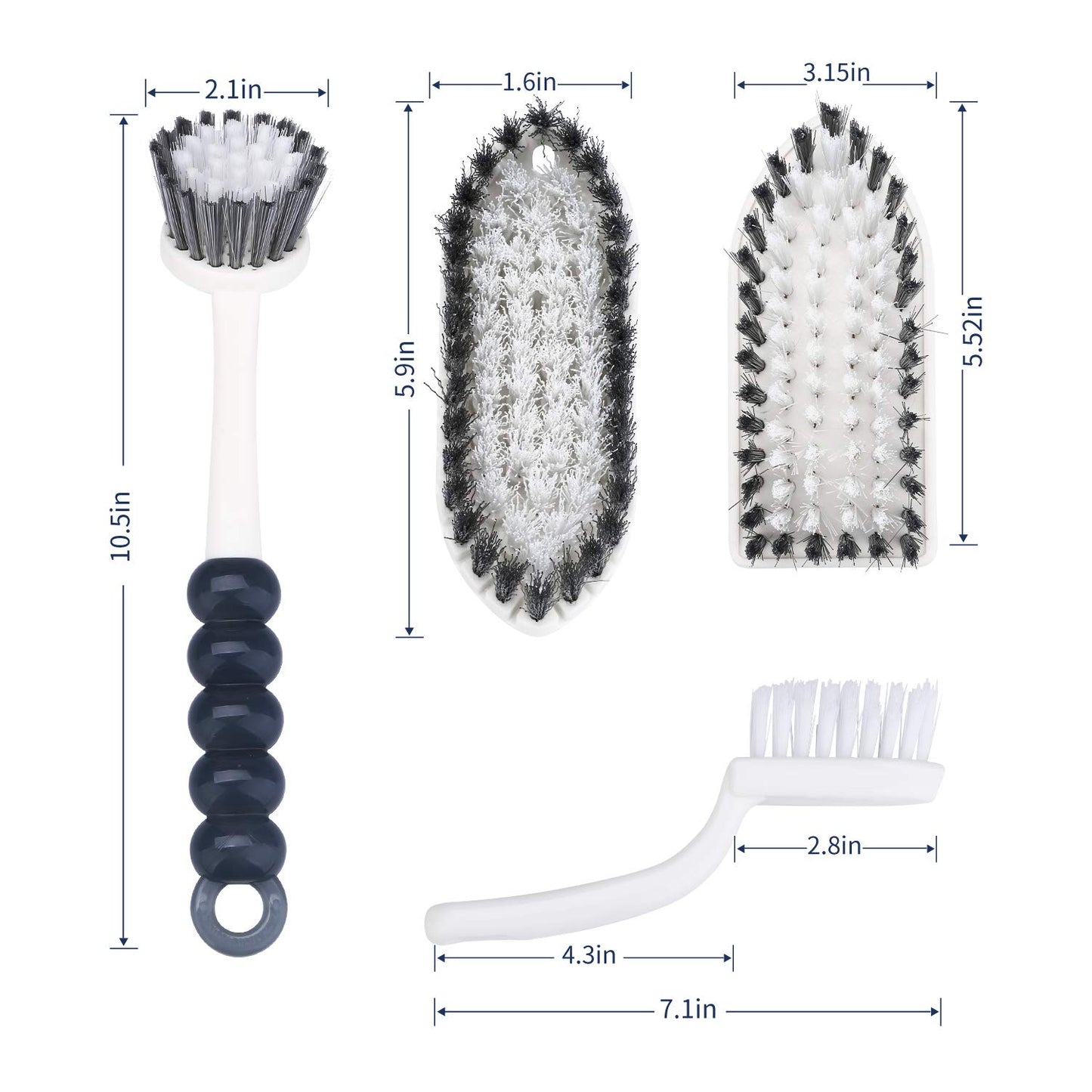 GIPTIME 4 cepillos para Limpieza, Cepillo de Cocina, Incluye Cepillo de Limpieza de Pan, Cepillo de Fregadero, Agarre cómodo, Cepillo de baño, Cepillo de Zapatos, Herramienta de Limpieza de Ranuras