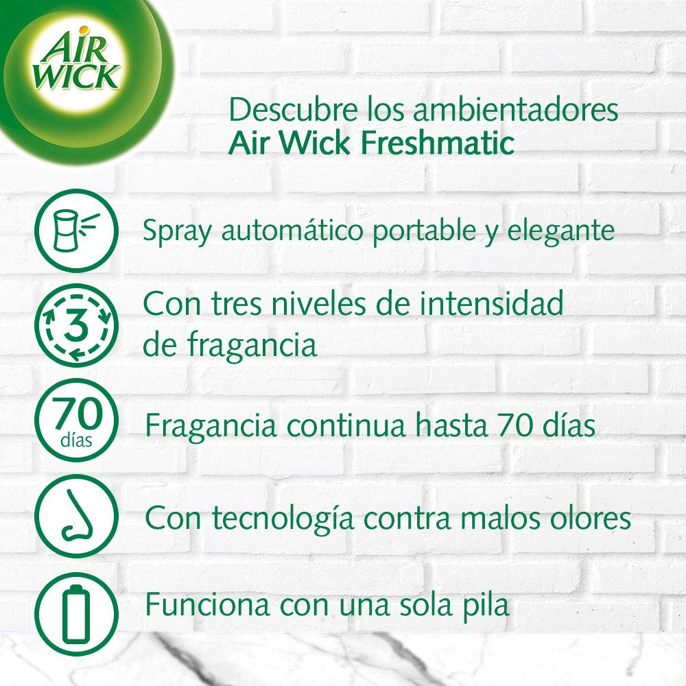 Air Wick Freshmatic - Recambios de ambientador spray automático, esencia para casa con aroma a nenuco - Azul, 250 ml (Paquete de 6)