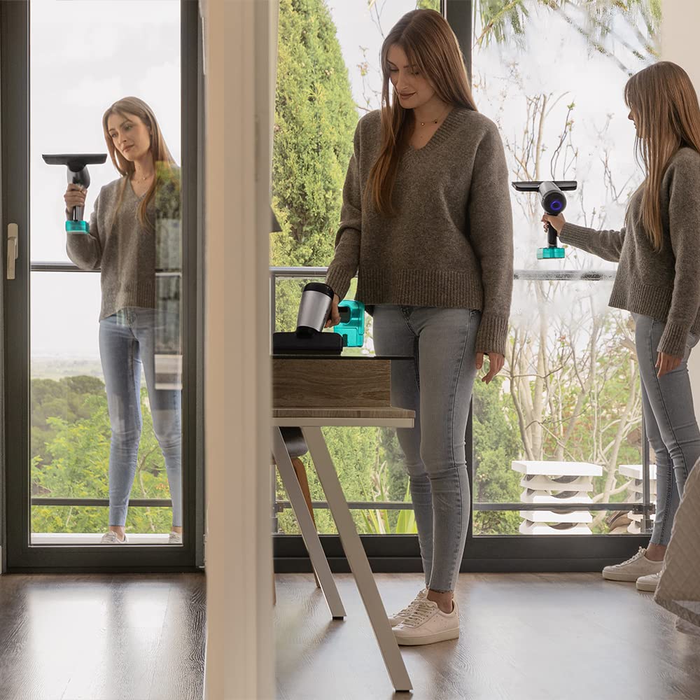 Cecotec Limpiacristales Aspirador de Ventanas Conga Rockstar 3700 Glass. 3 en 1: Pulveriza, Limpia y Aspira, Autonomía 30 mins, Boquilla 220 mm, Depósito de Recogida de Agua, 75 m2