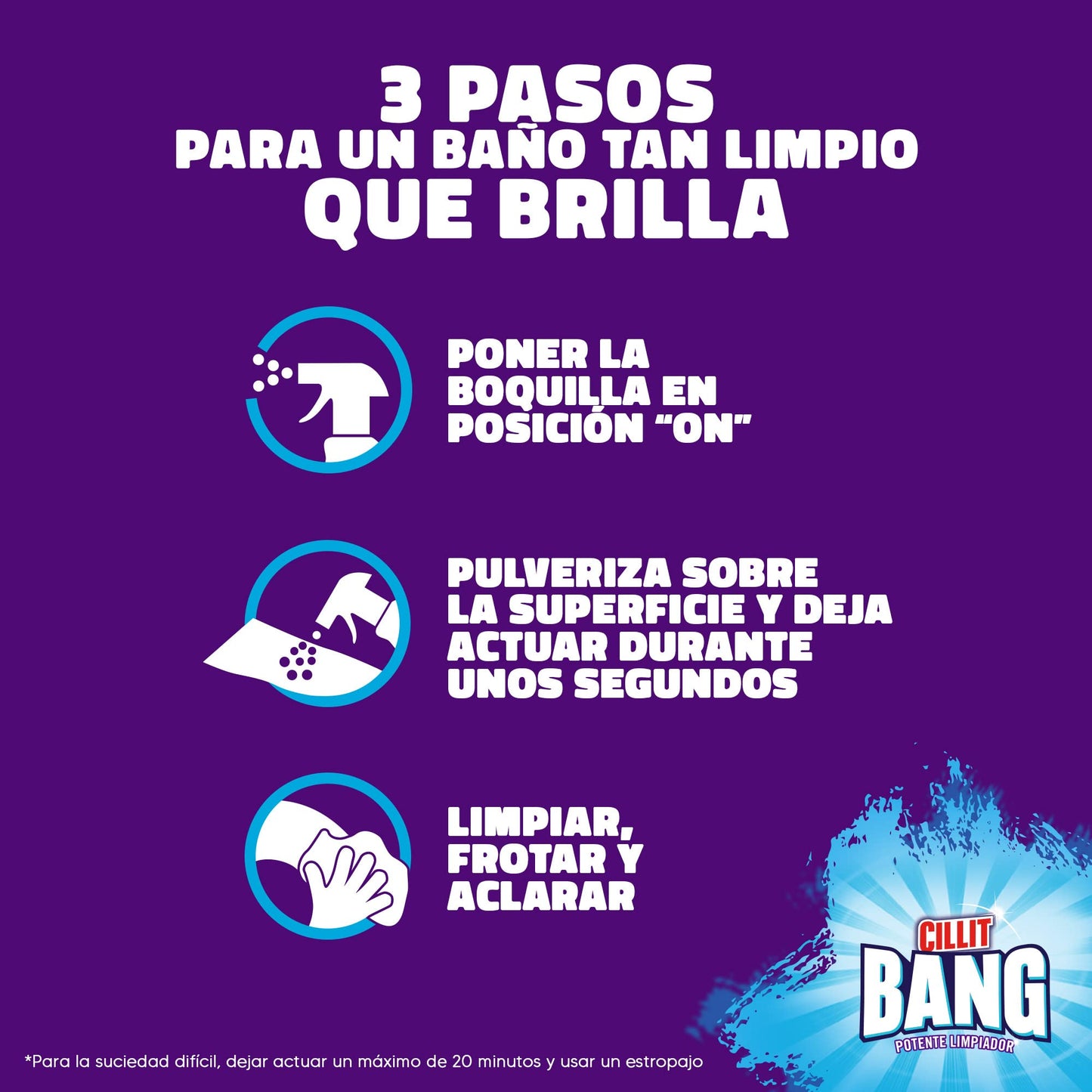 Cillit Bang Baño Ultra brillo, potente limpiador para el baño, formato spray - Pack de 3 x 750 ml, total 2.25 L
