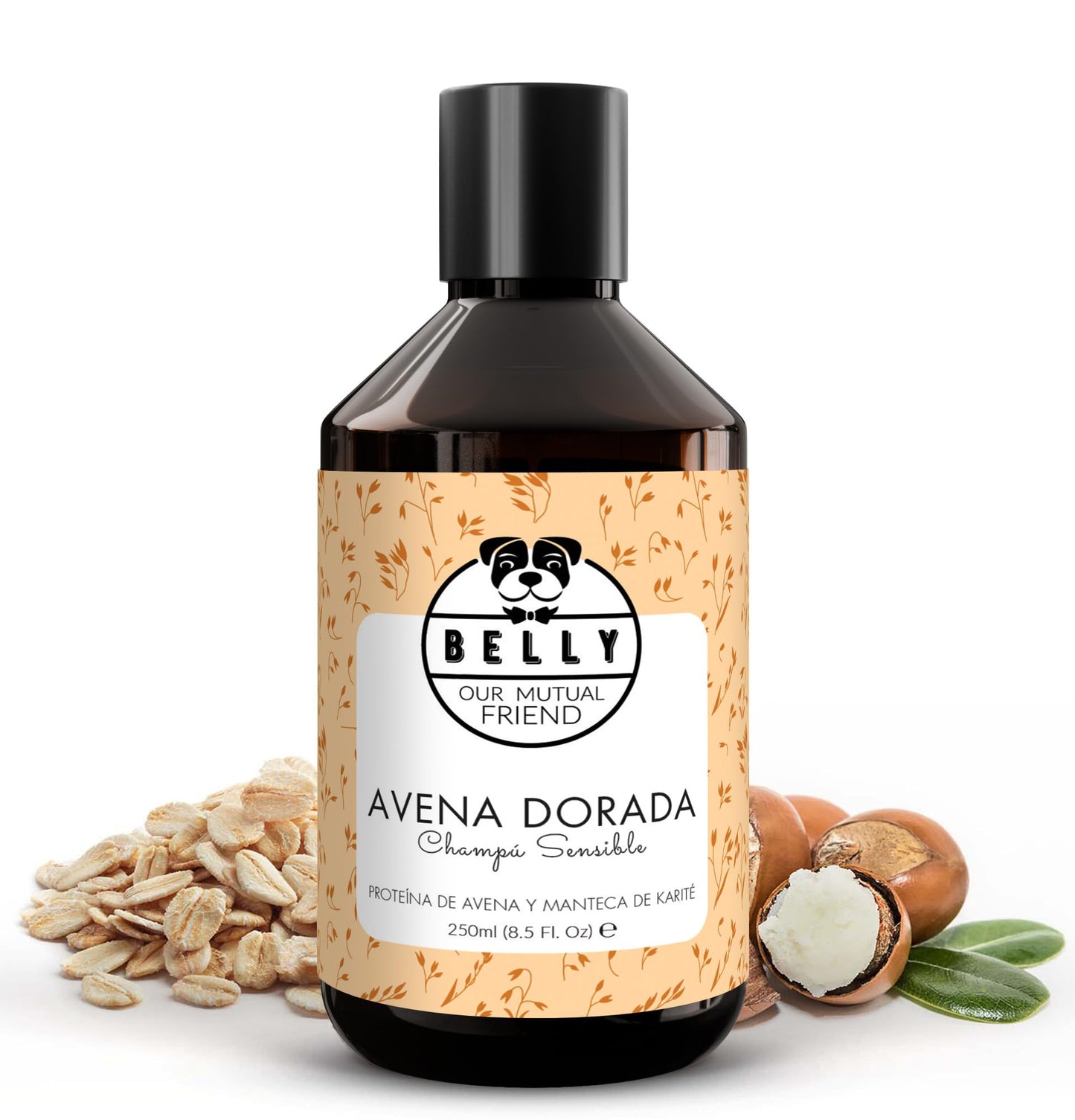 Belly Champú Perros Dermatitis y Picores - Champu para Perros, Calma el Picor y la Irritación - Ideal para Piel Sensible de Cachorros y Adultos - Champu Perros Dermatitis (Avena)