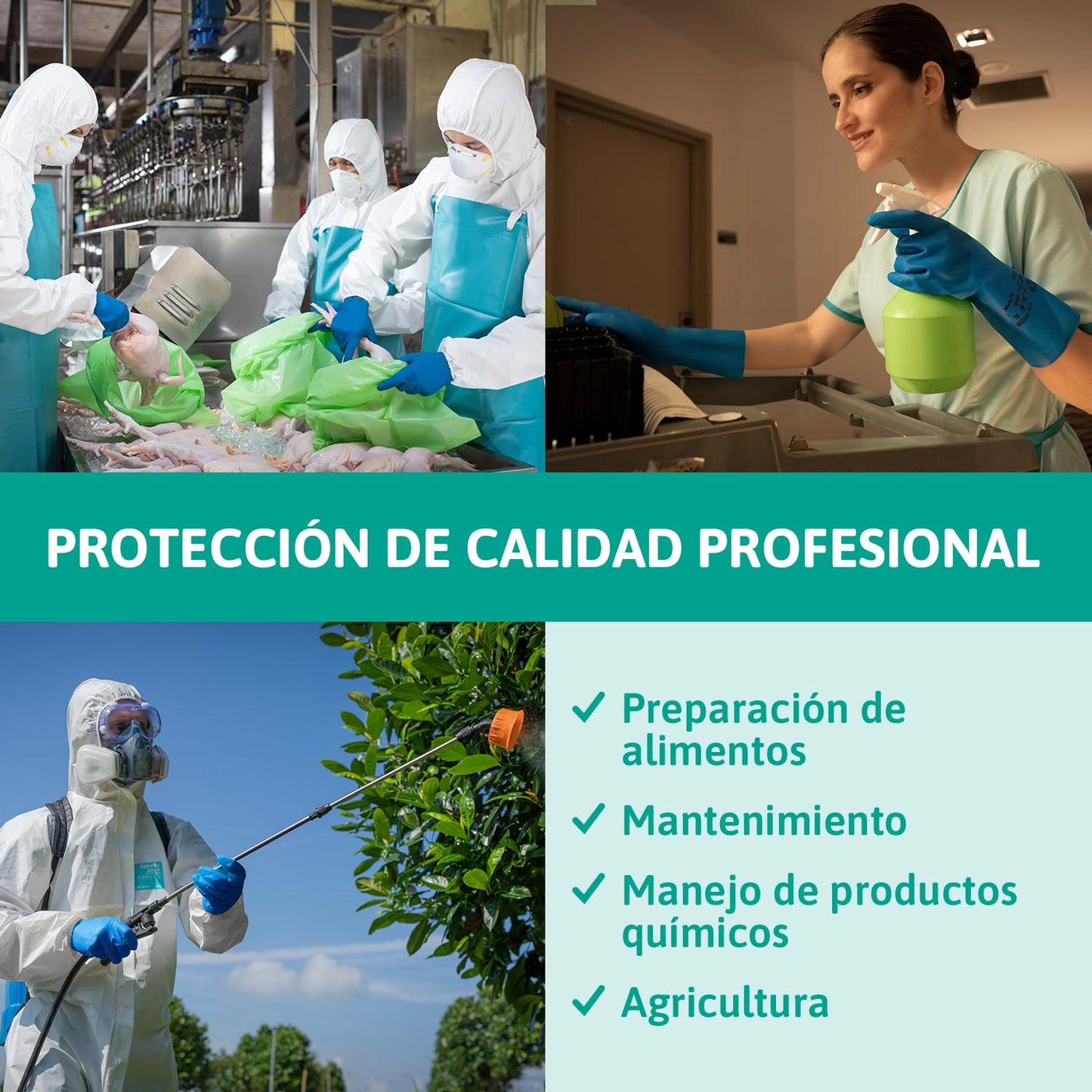 Ansell AlphaTec 37-310 Guantes de Nitrilo Reutilizables, Protección Química y Seguridad Alimentaria, Guantes de Trabajo Multiusos, Cocina y Limpieza del Hogar, Azul, Talla M (12 Pares)