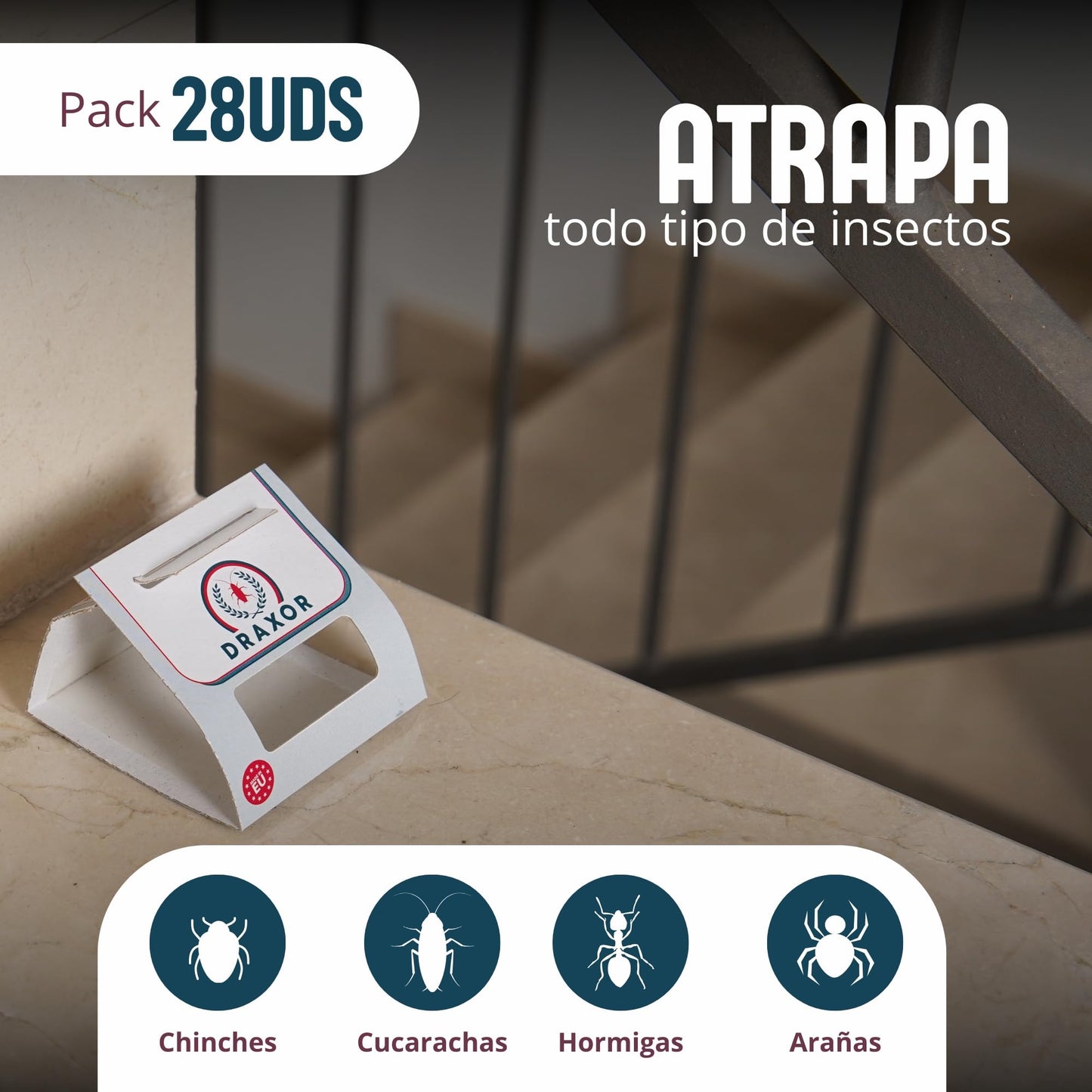 DRAXOR 28 trampas cucarachas;Mata cucarachas;cucarachas Eliminar Siempre;Veneno para cucarachas;Mata cucarachas Potente Profesional;Trampa cucarachas;Anti cucarachas;trampas para cucarachas;