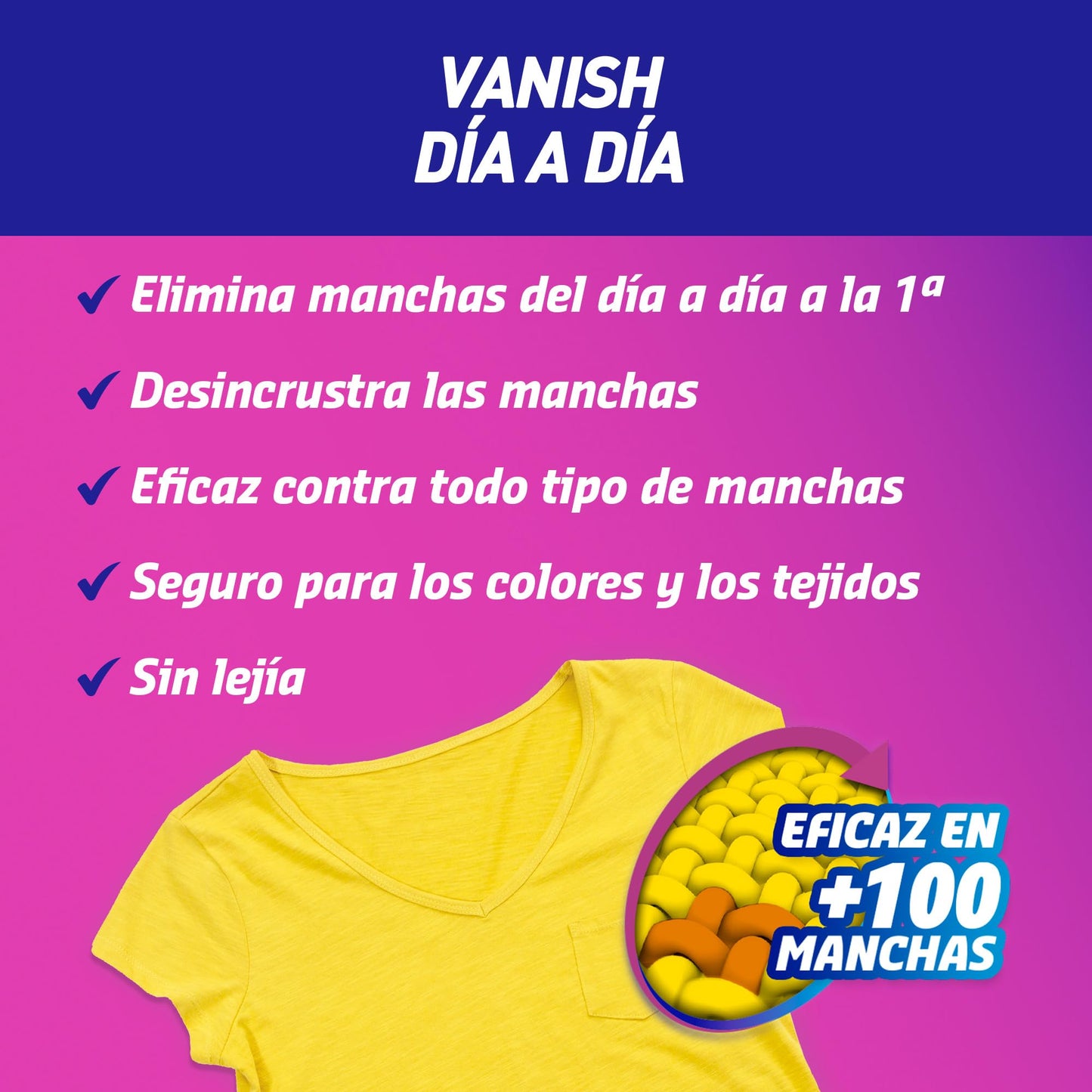 Vanish Oxi Action - Quitamanchas del día a día para ropa, en spray, sin lejía - Pack de 3 x 750 ml