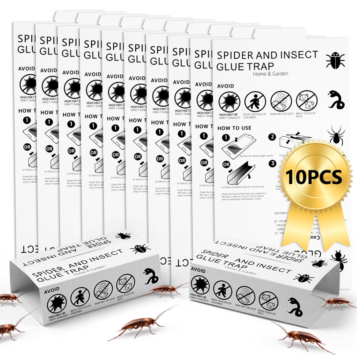 AMFUN Trampas de Insectos, 10 Piezas Trampas Adhesivas, Adhesiva Multiusos para Plagas, Adecuado para el Hogar en Interiores y Jardines