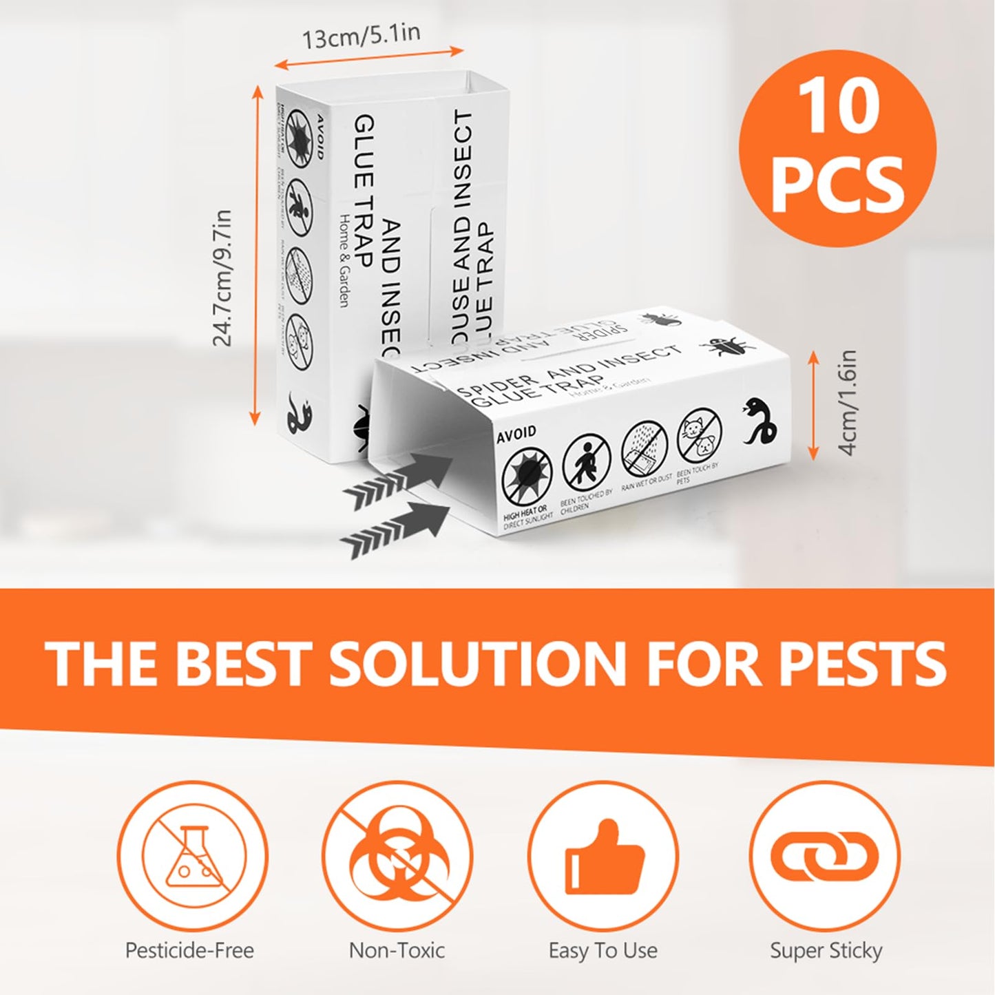 AMFUN Trampas de Insectos, 10 Piezas Trampas Adhesivas, Adhesiva Multiusos para Plagas, Adecuado para el Hogar en Interiores y Jardines
