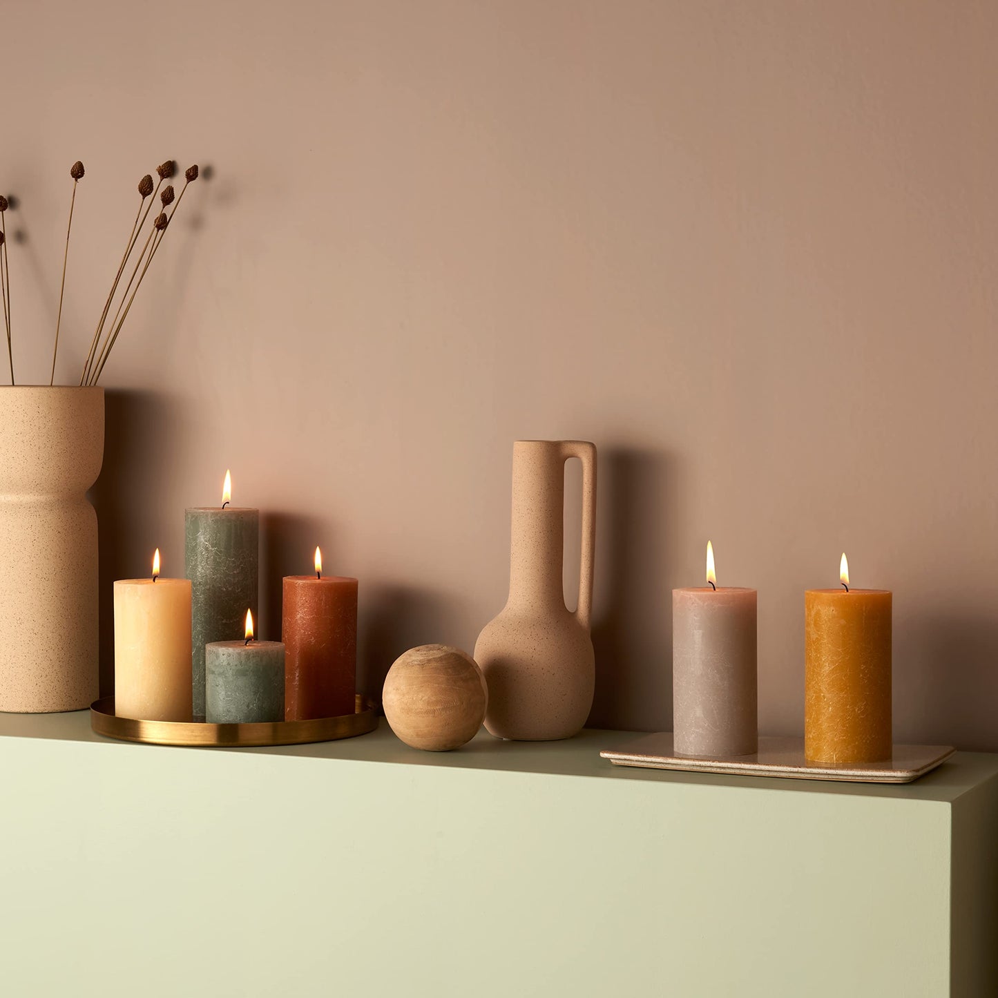 Bolsius Juego de regalo de velas rústicas, ambiente nórdico, caja de 6, largo tiempo de combustión, para el hogar, decoración de interiores, sin perfume