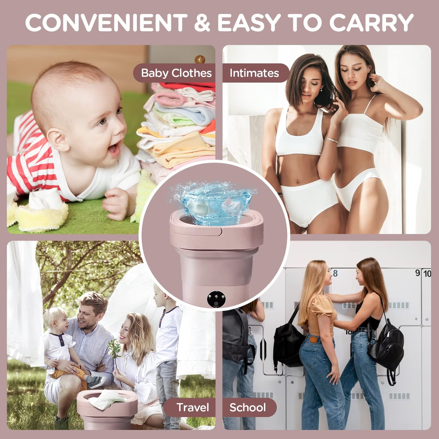 Mini lavadora plegable portátil lavado ultrasónico pequeña lavadora de mano con secadora y Blu-ray para camping, viajes, caravanas, dormitorios, 3 modos de limpieza, capacidad 6,5 l