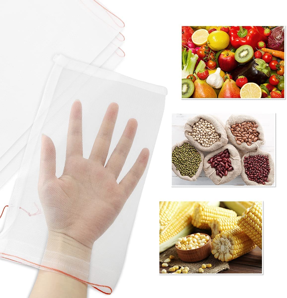 50 Piezas Bolsa Protectora para Uvas, Bolsas de Malla para Insectos Bolsa de Nailon Bolsa Protección para Frutas Bolsas con Cordón Protectoras de Frutas Control de Plagas y Pájaro (20x30cm)