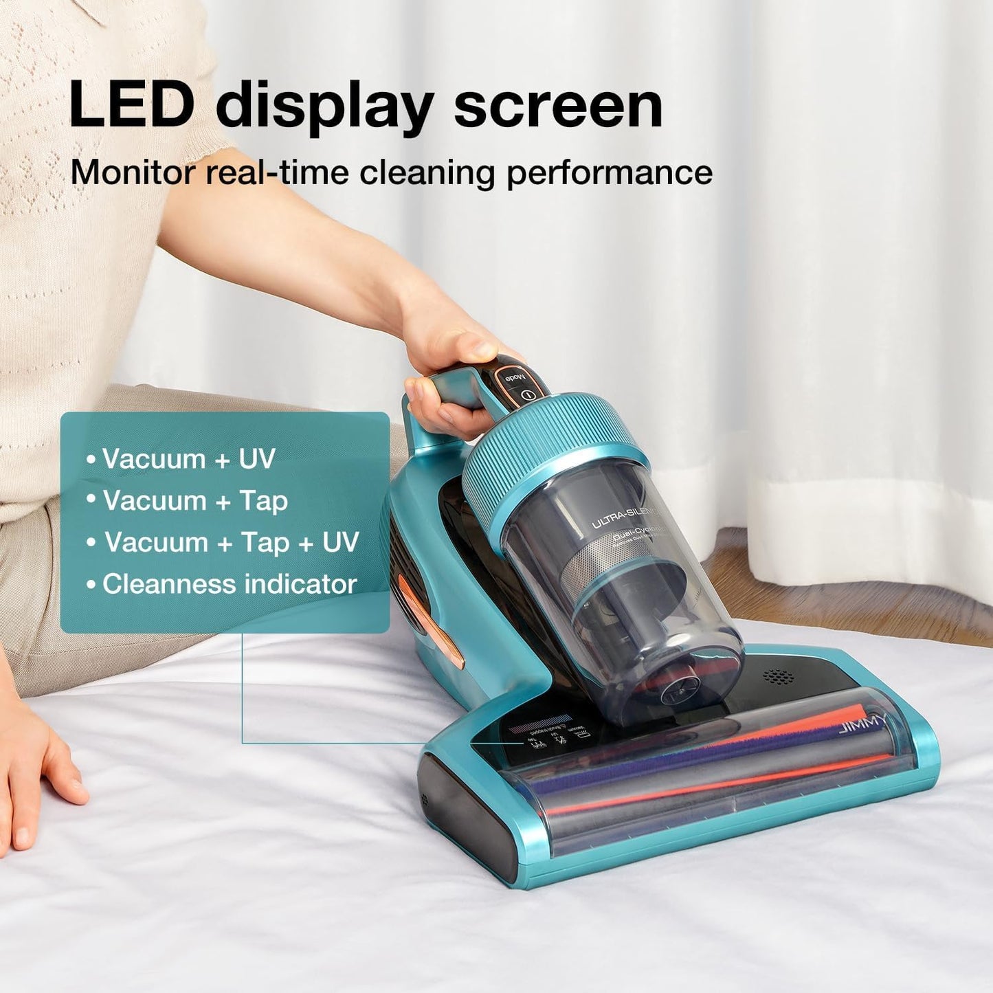 Jimmy BX7 Pro Aspirador Anti-ácaros 700W, Aspirador de mão con Esterilização UV Lamp e Ultra-sónica, Sensor Inteligente de Sujidade, para Colchões, Cama e Sofás