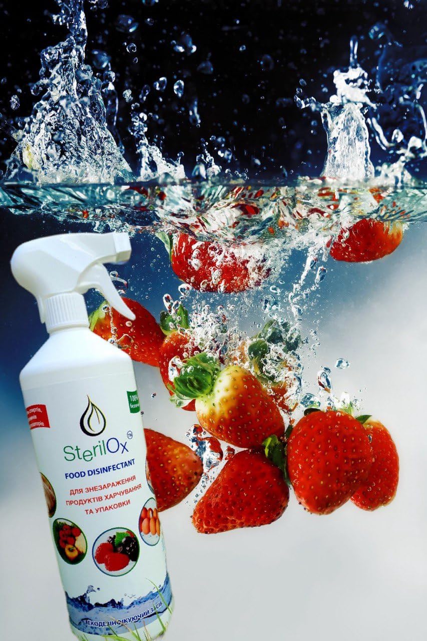 SterilOx, 1000 ml Desinfectante ALIMENTARIOl - Agente Desodorizante / 100% Natural/Para carne fresca, pescado, verduras, frutas, hierbas/Desinfección de huevos y envases/ácido hipocloroso