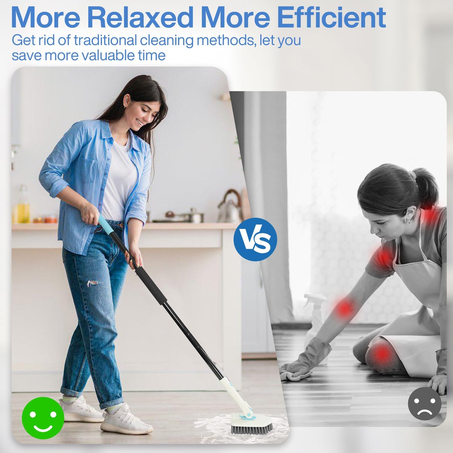 Vautvis Cepillo De Limpieza Hogar para Ducha 4 En 1,Cepillo Limpieza Ducha con Mango Telescópico, Palo Extensible Limpieza, Mopas De Limpieza Suelos para Ducha, Cocina, Baño, Bañera, Suelo
