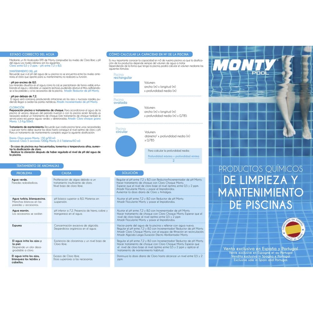LOLAhome Pack de Cloro en tabletas -Pastillas y dispensador de Cloro Azul y Blanco, Incluye 50 tabletas de Cloro de 20 gr de 5 Funciones