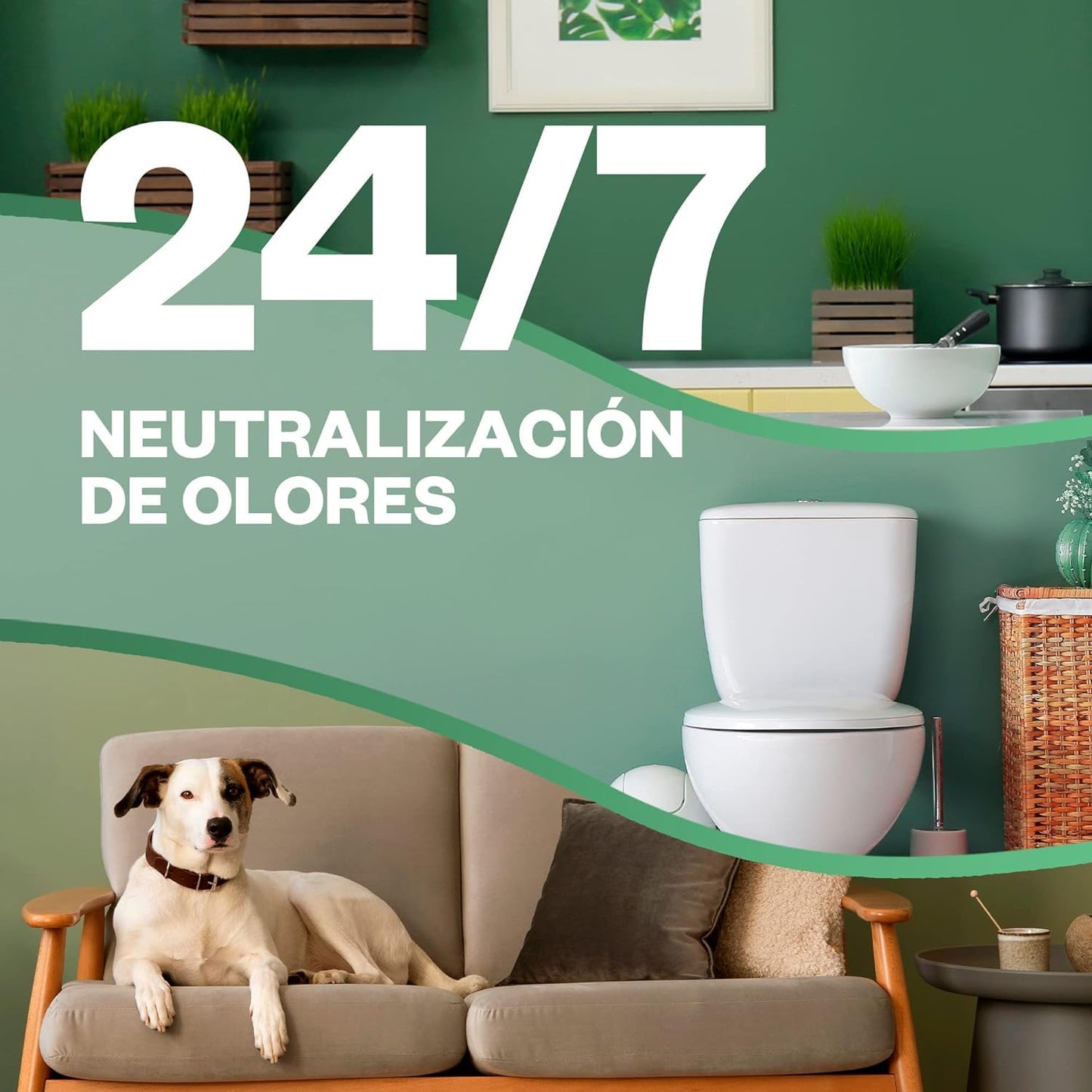 Air Wick Active Fresh Spray Automático Sin Aerosol, Ambientador Hogar Fragancia Brisa Marina, 1 Aparato, 2 Recambios, Neutralizador de Olores, Hasta 70 Días de Frescor