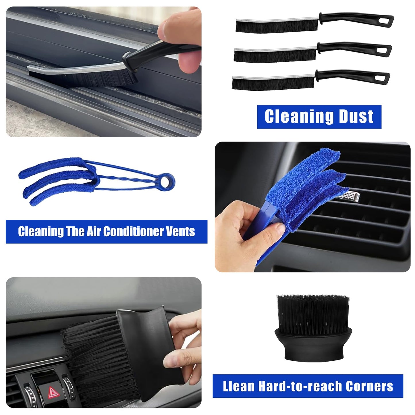 HOVIBU Kit Limpieza Coche, 30 Piezas Juego de Limpieza de Coche para Interior y Exterior, Set de Lavado de Coches con Cepillos, Esponjas de Pulido, Paños de Microfibra, Práctica Bolsa