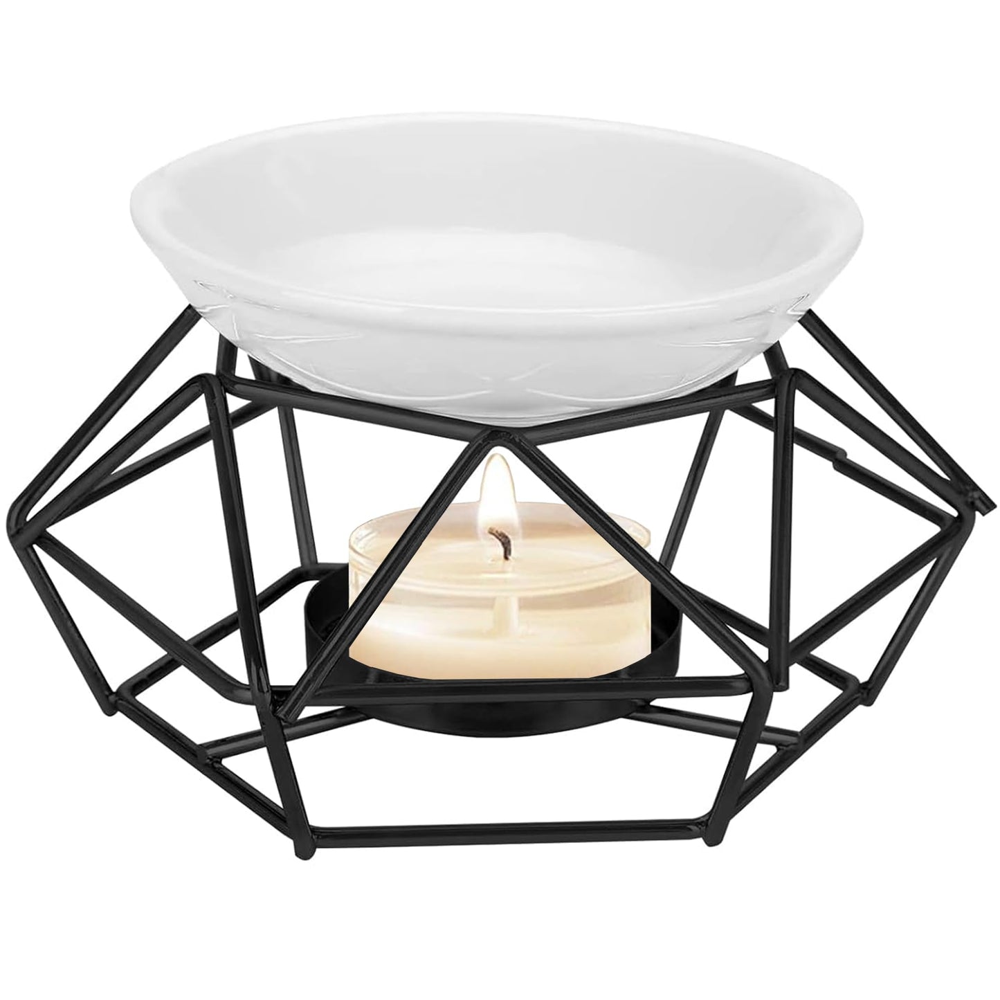 XFLYP Quemador de Aceite, Quemador de Aceite de Metal y Cerámica, Difusor de Aroma Portavelas Quemador de Cera Geométrico para SPA Yoga Meditación Casa Sala De Estar Decoración