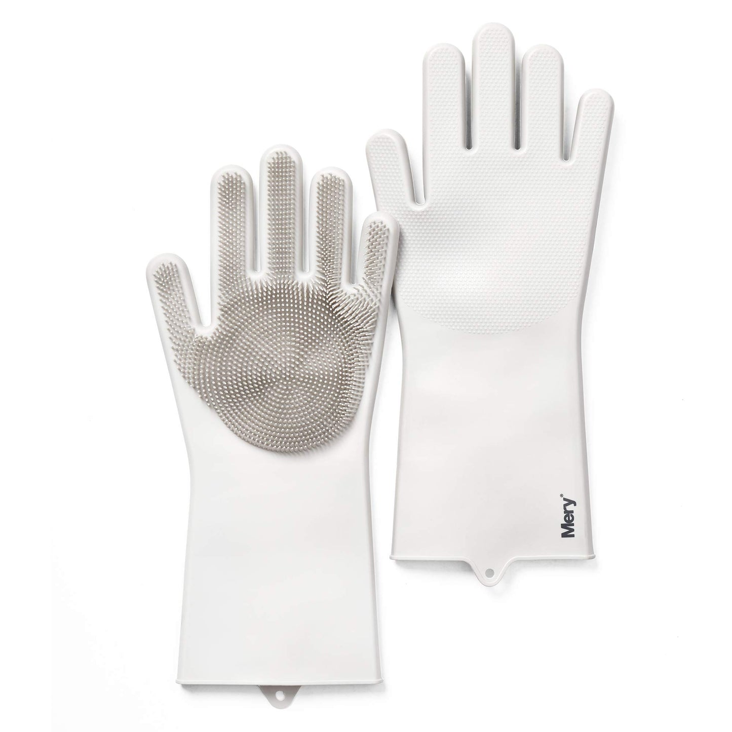 Mery | Guantes de Limpieza | De Silicona | No Rayan | Elimina la Suciedad | Material Flexible | Gris Claro | 34,5 x 15,5 x 2,6 cm | Talla Única