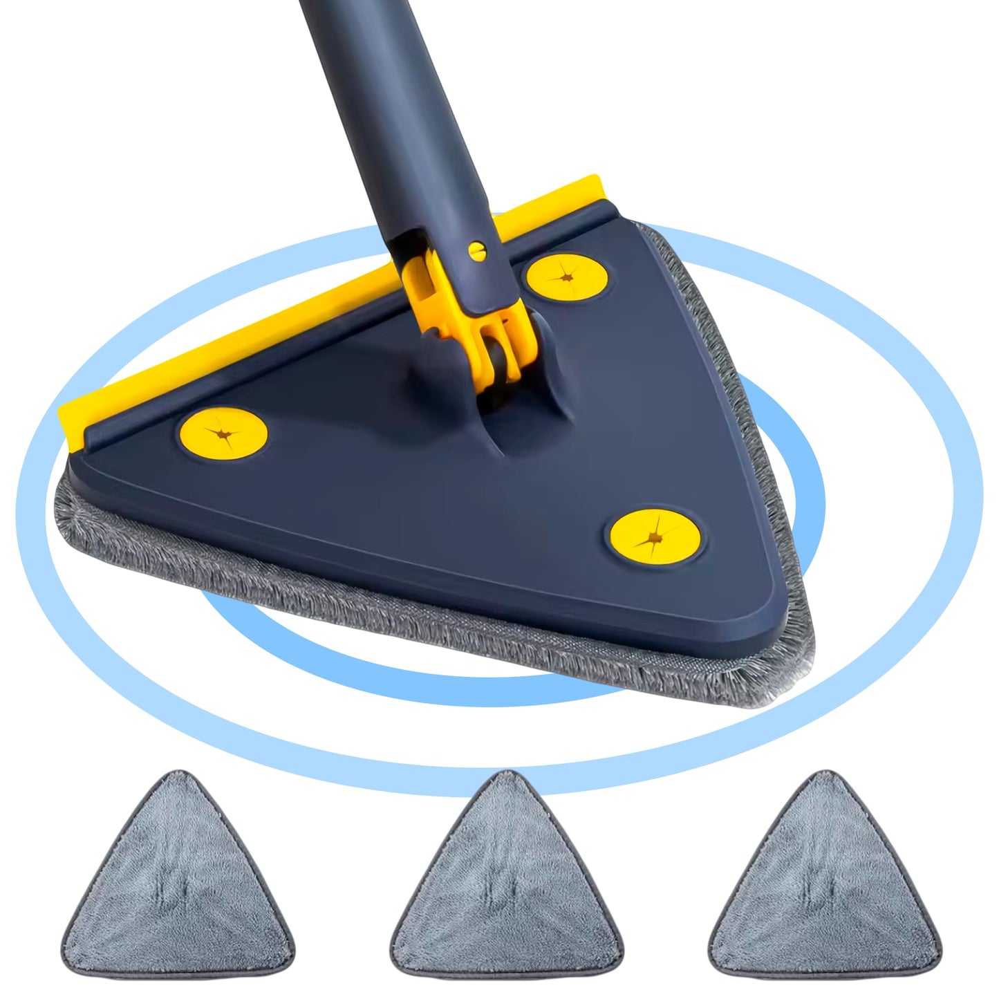 JUPPLIES Fregona Giratoria 360º Triangular Autoescurrible - Fregona Mopa para Limpiar Paredes y Azulejos - Fregona Muy Absorbente - Limpieza para Todo Tipo de Superficies (Mopa + 3 Recambios)
