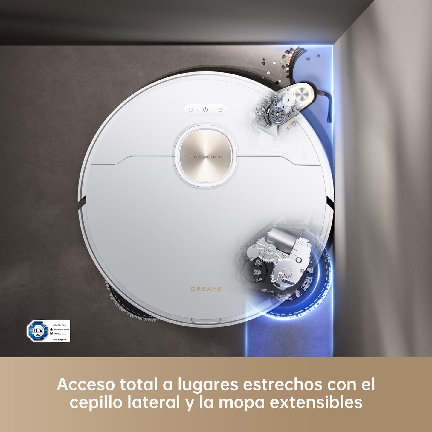 DREAME X40 Ultra Complete Robot Aspirador y Fregasuelos, 12000Pa Succión, Robot Aspirador con Mopa Extraíble y Elevable, 70℃ Mopa Autolimpiable, Cepillo Lateral y Extensible, Detección Suciedad