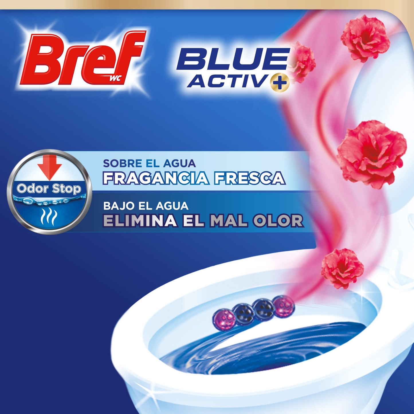 Bref Blue Activ Floral Cesta WC (pack de 10 unidades), limpia baño para un WC siempre limpio y fresco, limpiador de baños con fórmula antical que elimina la suciedad