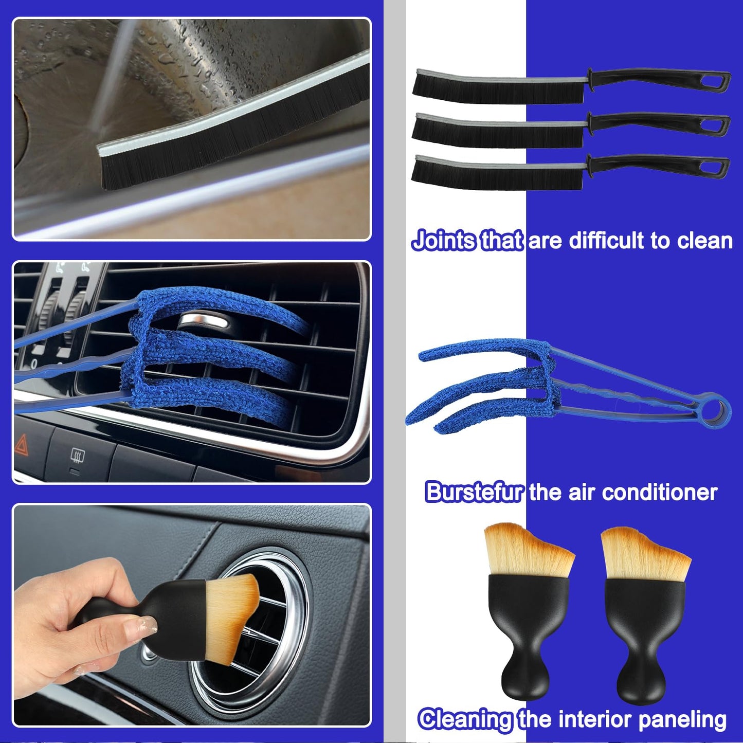 Kit Limpieza Coche,36 pcs Juego de limpieza de coche,Cepillo para Taladro Limpieza,Cepillo Limpieza Coche con Cepillos,Esponjas para Pulir,Kit Limpieza Coche Interior para Interior Y Exterior