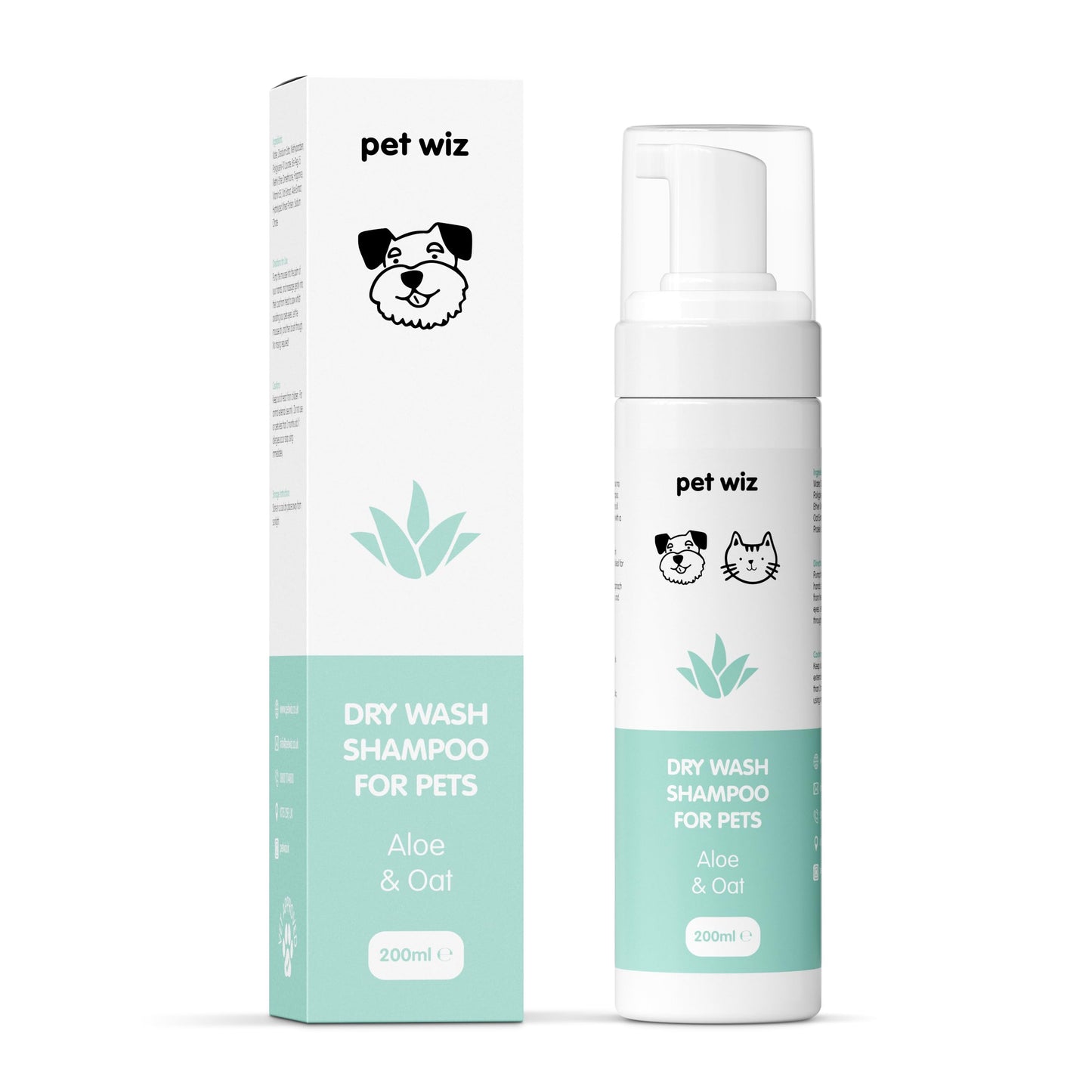 Champú de Lavado en Seco para Mascotas - Suavizante y Desodorante, Ingredientes Naturales, Secado Rápido y No Es Necesario Enjuagar (Aloe y Avena)