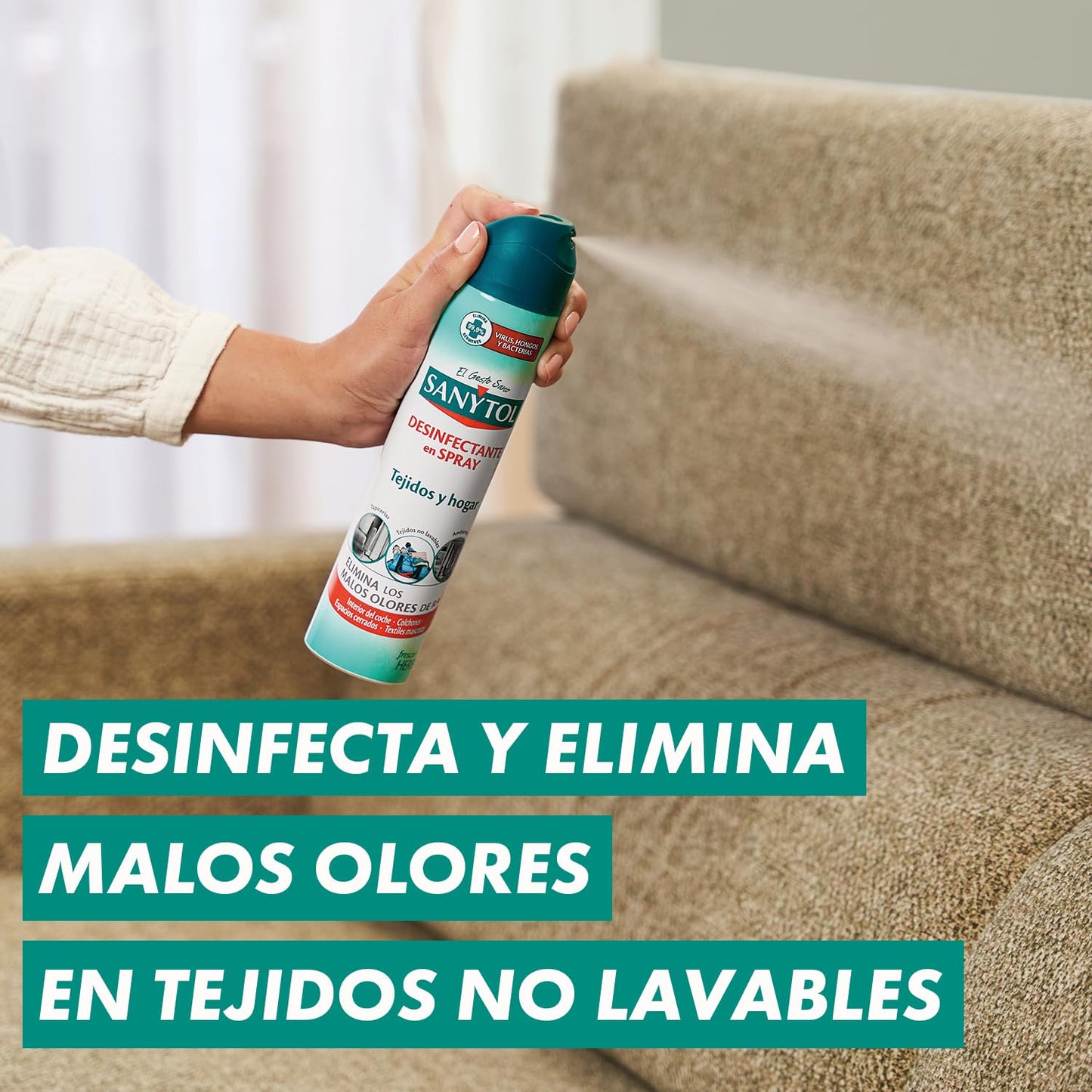 Ambientador sanytol desinfectante para hogar y tejidos spray bote de 300 ml