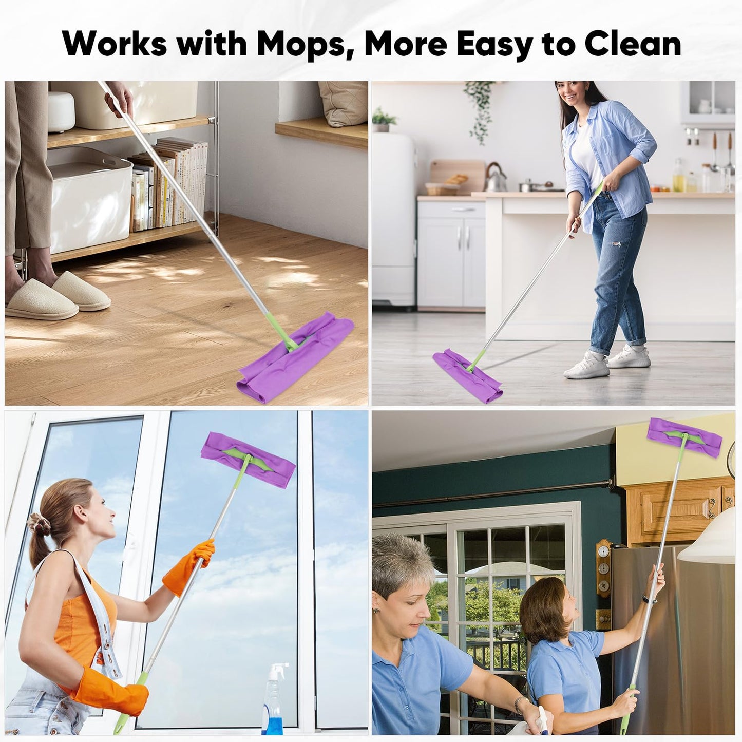 HOMEXCEL Paños limpiacristales de Microfibra, 12 Piezas, sin Pelusa, sin Rayas, Reutilizables, para Limpiar Ventanas, Cristales, Espejos, Pantallas, Acero Inoxidable, etc., Morado