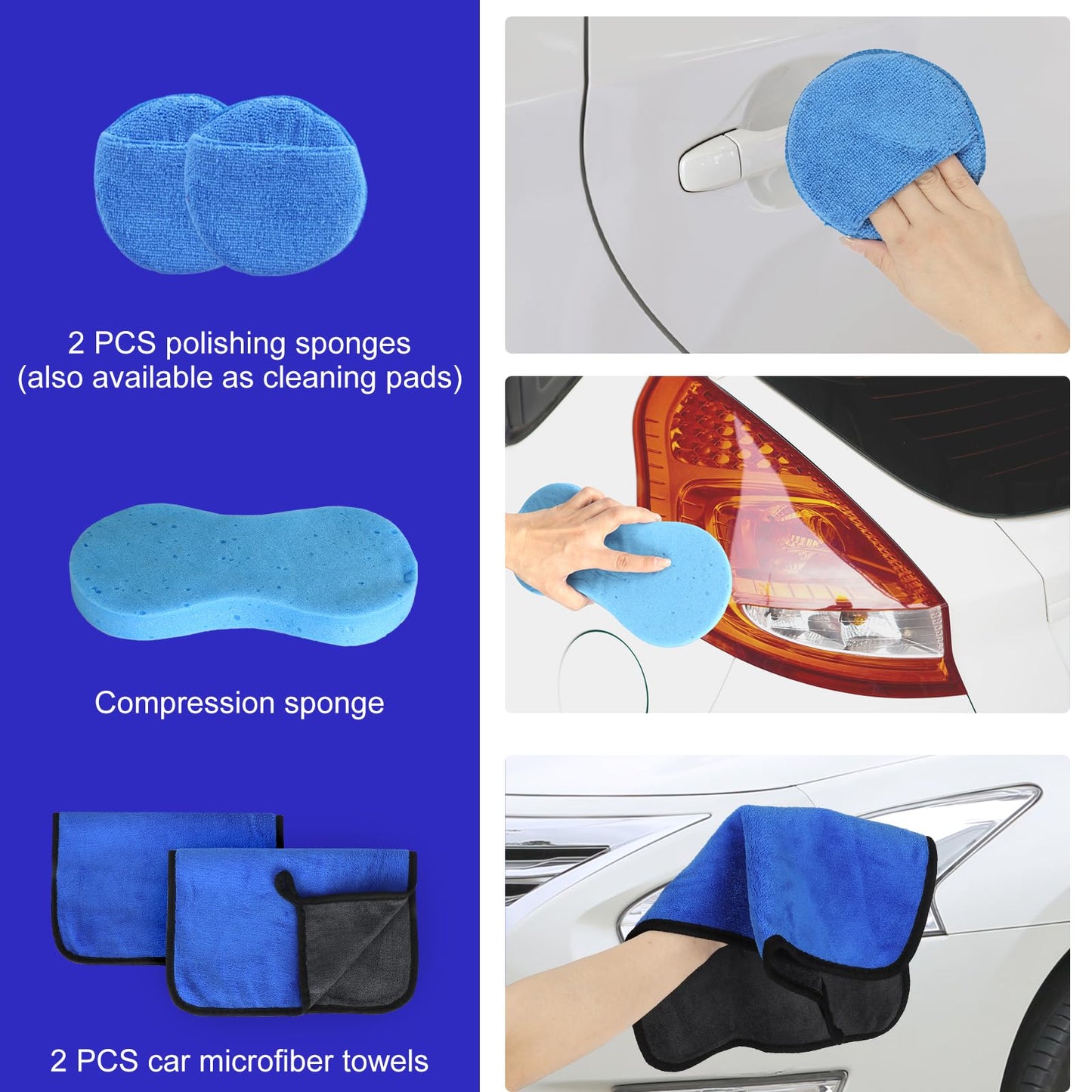 Kit Limpieza Coche,36 pcs Juego de limpieza de coche,Cepillo para Taladro Limpieza,Cepillo Limpieza Coche con Cepillos,Esponjas para Pulir,Kit Limpieza Coche Interior para Interior Y Exterior