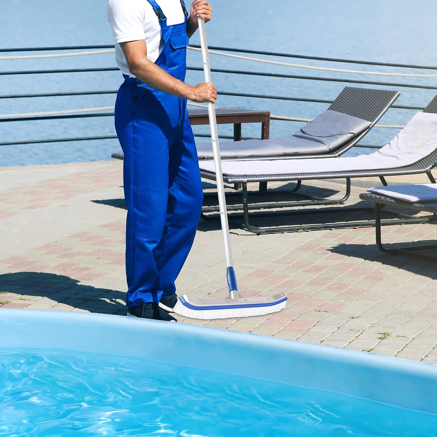 ZPQAODI Kit de Limpieza de Piscina 6 Piezas, Juego de Accesorios de Piscina, Cepillo de Piscina con Mango de Aluminio Ajustable de 160 cm, Kit de Cepillo de Piscina para Limpieza de Piscinas