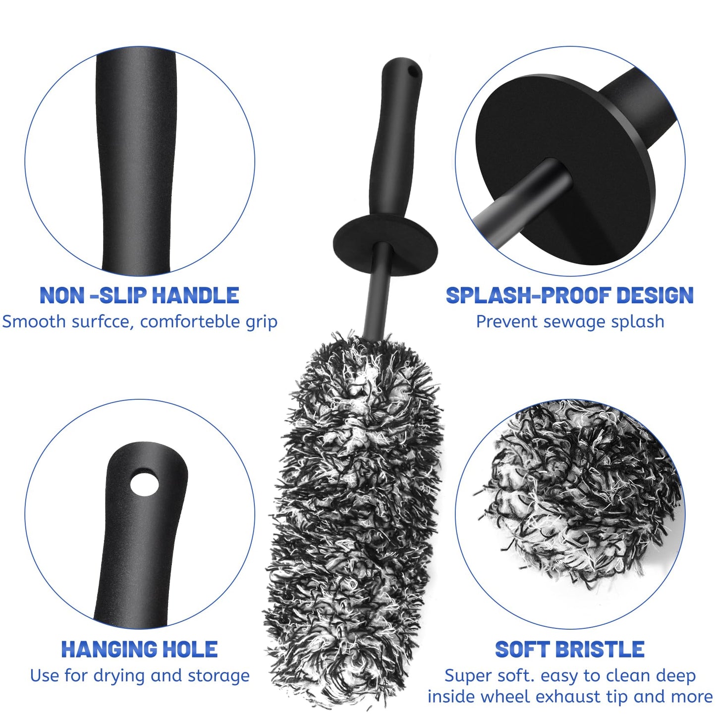 SOMLAW Cepillo en Microfibra y Cepillo para neumáticos - Cepillo Limpiador Llantas - para Limpiar Profunda y eficazmente la Superficie de Llantas - Ideal para Llantas Wheel Brush