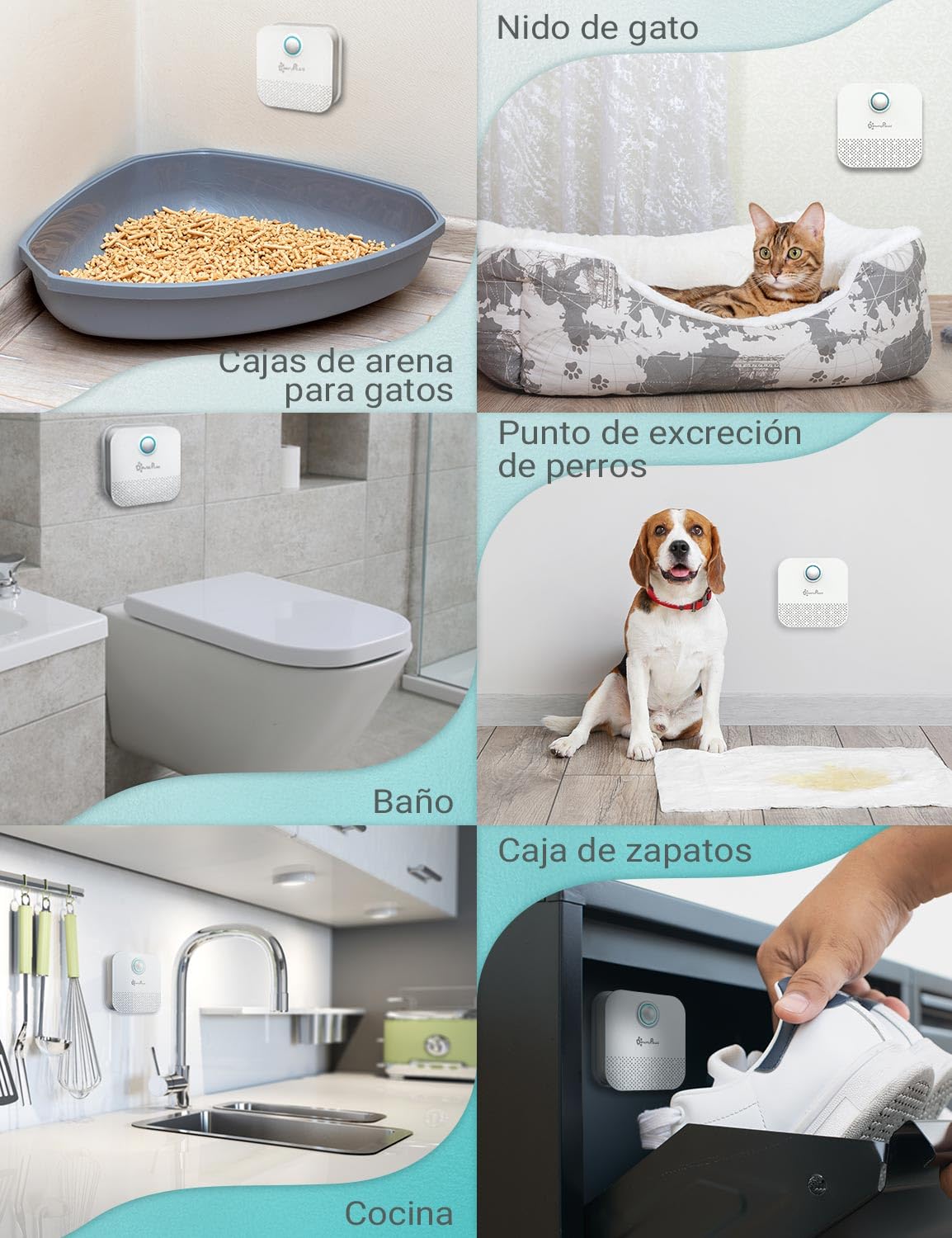 DownyPaws Desodorante para Arena para Gatos, desodorización Batería de 14 días de duración para Caja de Arena para Gatos