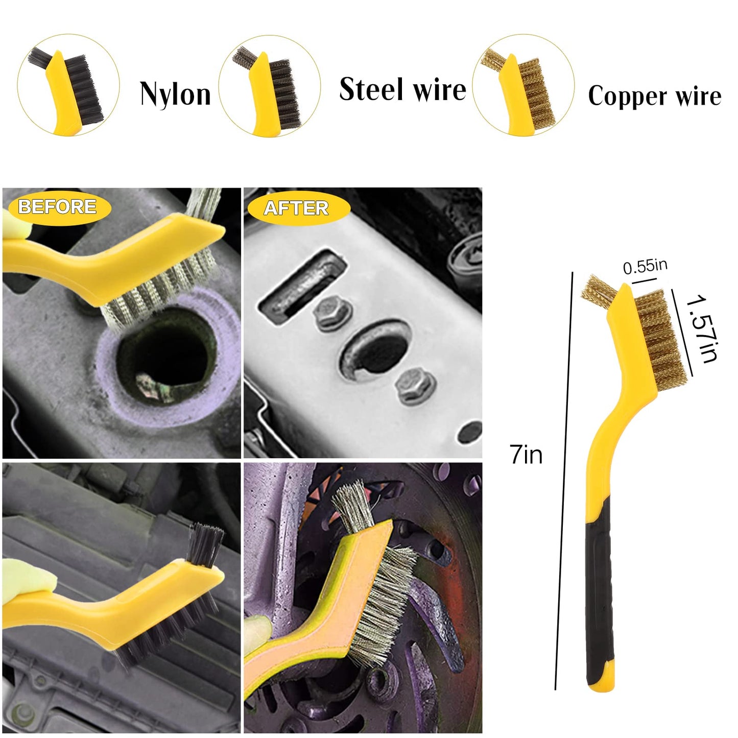 Outigu Kit de limpieza de coche, 62 pulgadas, guante de fregona con mango largo, juego de cepillos de detalles de coche, suministros completos de limpieza de coche