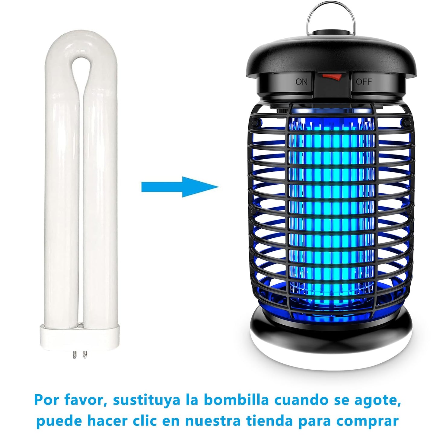 seenlast Lámpara Antimosquitos Electrico, Mata Mosquitos Electrico 4200V 15W UV Lampara Mosquitos, Atrapa Mosquitos con LED,IPX4 Impermeable,Area Efectiva 80-140m² para Interior y Exterior