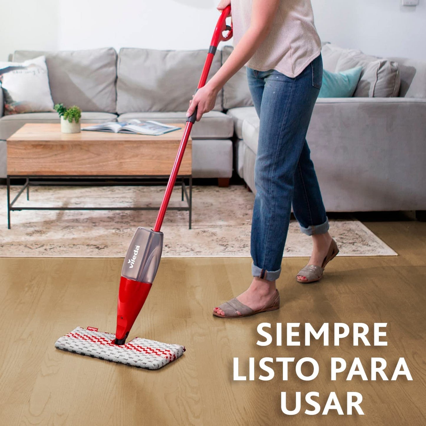 Vileda 1·2 Spray MAX, Fregona Mopa con Spray pulverizador, Friega el Suela sin Cubo, Botella 650ml, Recambio Reutilizable de Microfibra, para Todo Tipo de Suelos