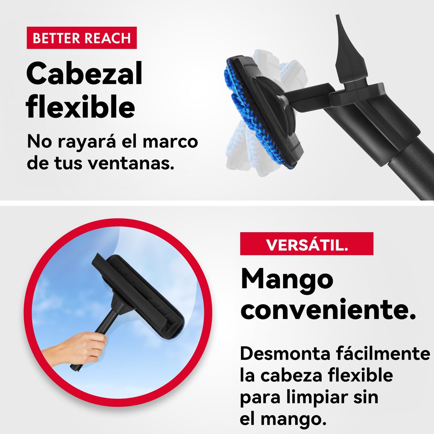 Tyroler Rasqueta Limpiacristales Telescópico Profesional para Ventanas | 30 a 205 cm Palo Limpia Cristales Extensible para Ventanas | Kit de Escobilla Limpiador de Cristales 2 en 1