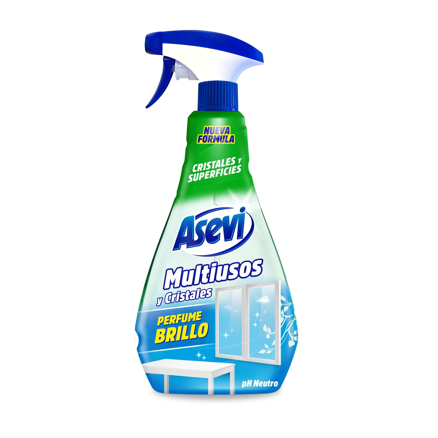 Asevi Limpiador Multiusos y Cristales - Limpia y Abrillanta - Gran Variedad de Superficies - Sin Rastro de Manchas - Secado Rápido - Aroma Fresco - Fácil Aplicación - Con Spray - Envase de 750 ml