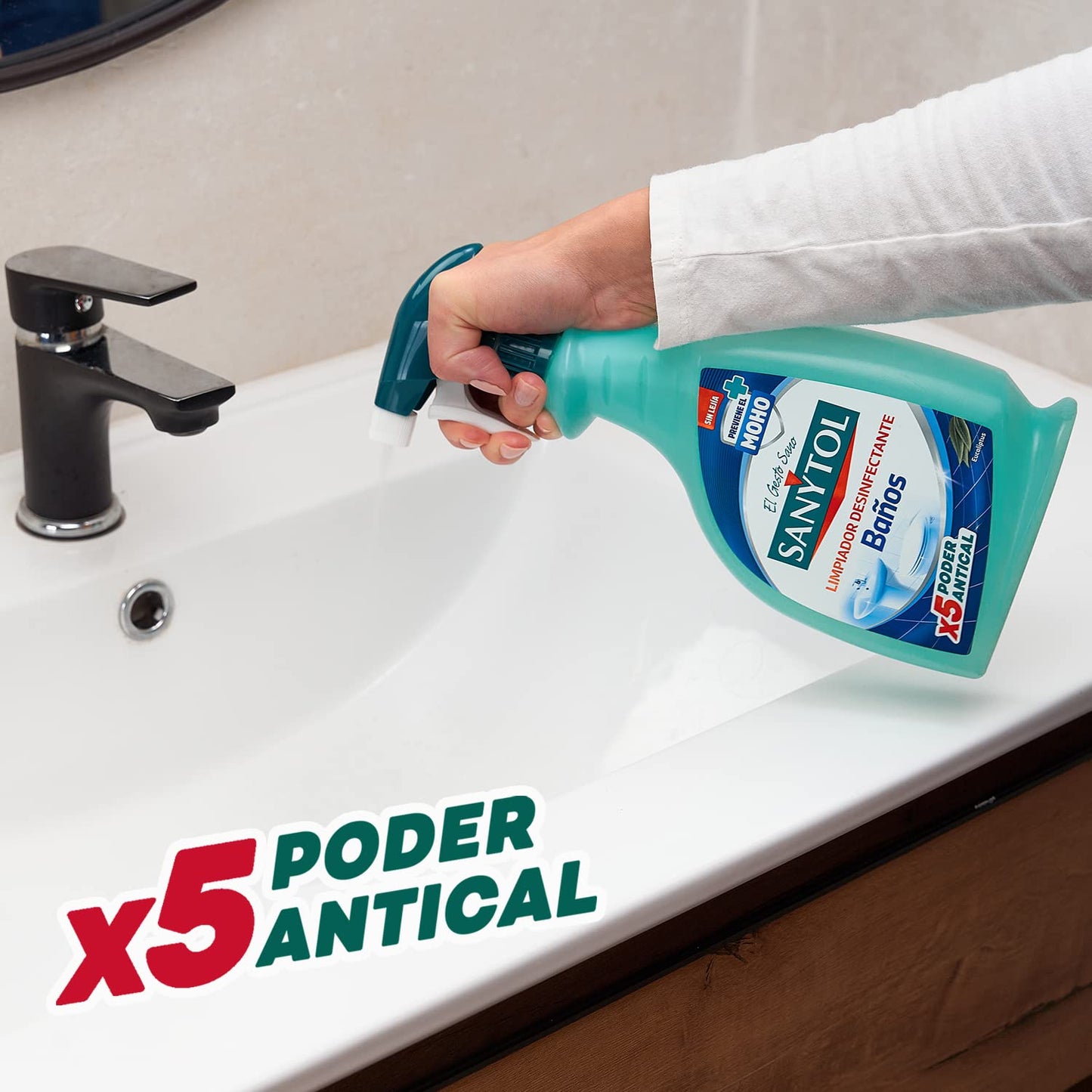 Sanytol – Limpiador Desinfectante Antical Baños, Elimina Bacterias, Hongos y Virus Sin Lejía, Perfume Eucaliptus - 750 ML