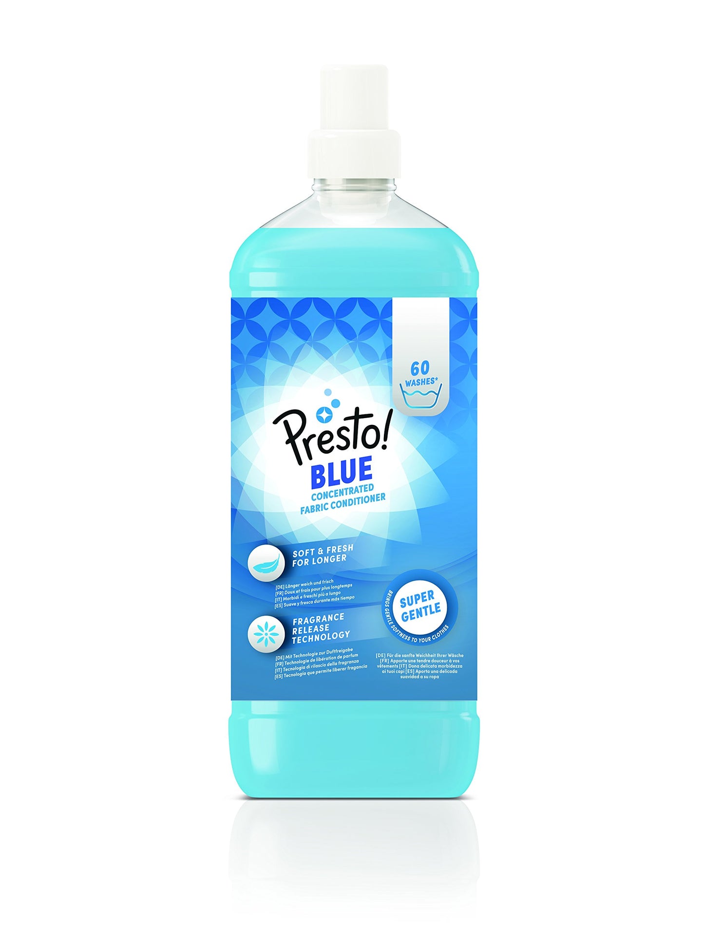Marca Amazon - Presto! Suavizante de telas azul Floral Fresca, 360 lavados, 9 l, 60 unidad (Paquete de 6)