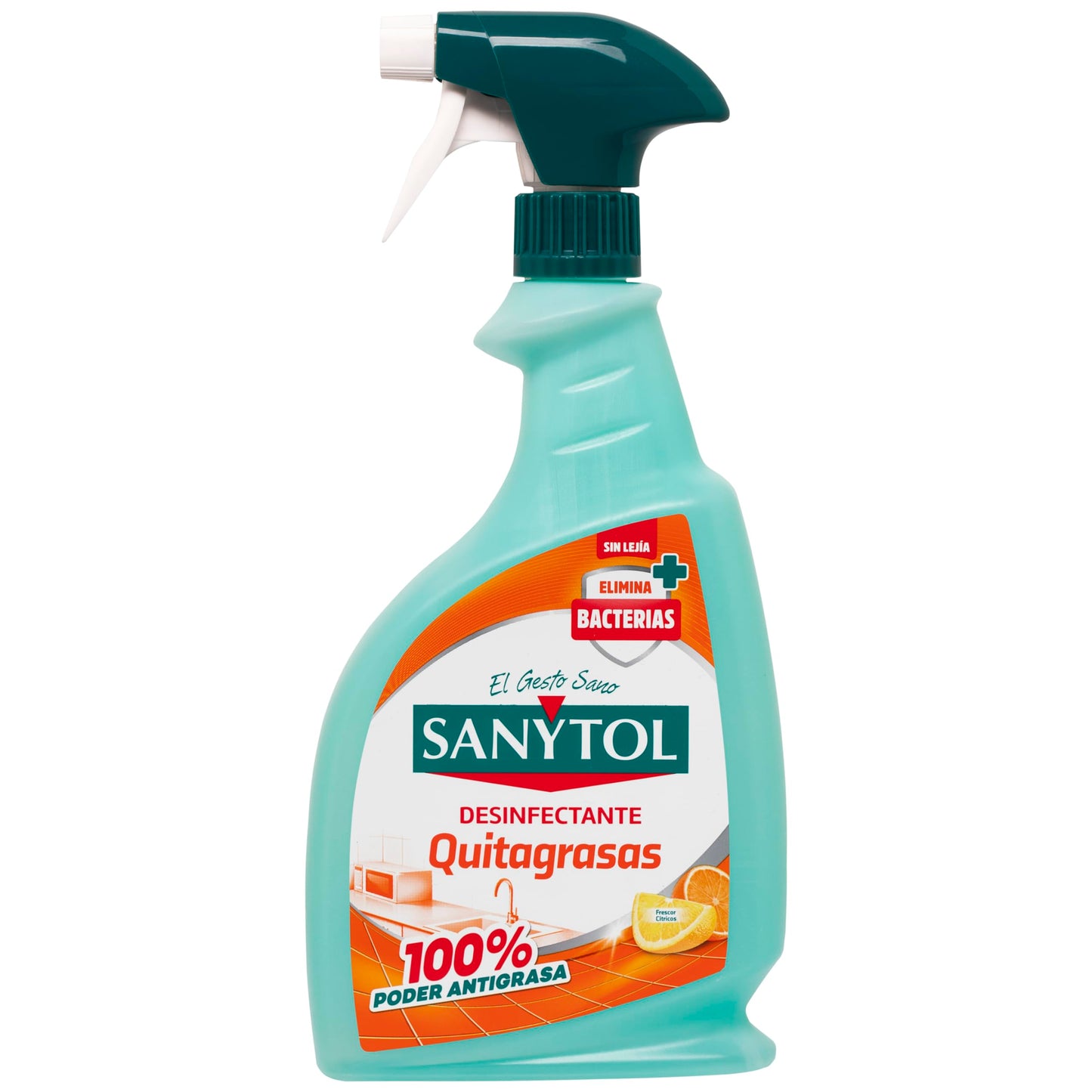 Sanytol - Spray Limpiador Desinfectante Quitagrasas, Desengrasa y Elimina el 99,9% de Gérmenes Sin Lejía, Perfume Limón - 750 ml