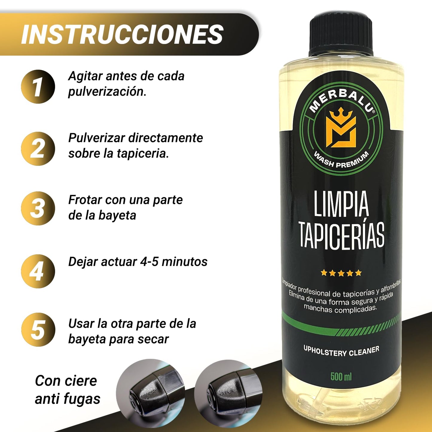 Merbalu. Limpia tapicerias Coche Kit Limpiador de tapicerias de Coche y Otros Textiles Limpieza Coche Interior Limpia tapicerias en Profundidad Uso facil y rápido Asientos y Alfombrillas