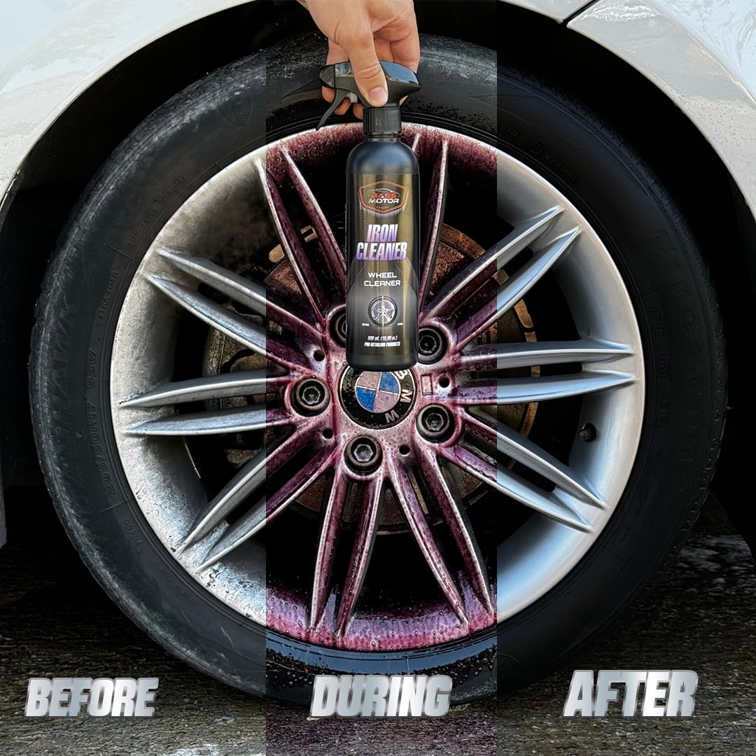 BassMotor Limpia Llantas Férrico para Coche Moto Descontaminante Suciedad Incrustada Limpiador Llantas Disco Freno Elimina Ferodo - Iron Cleaner 500ml