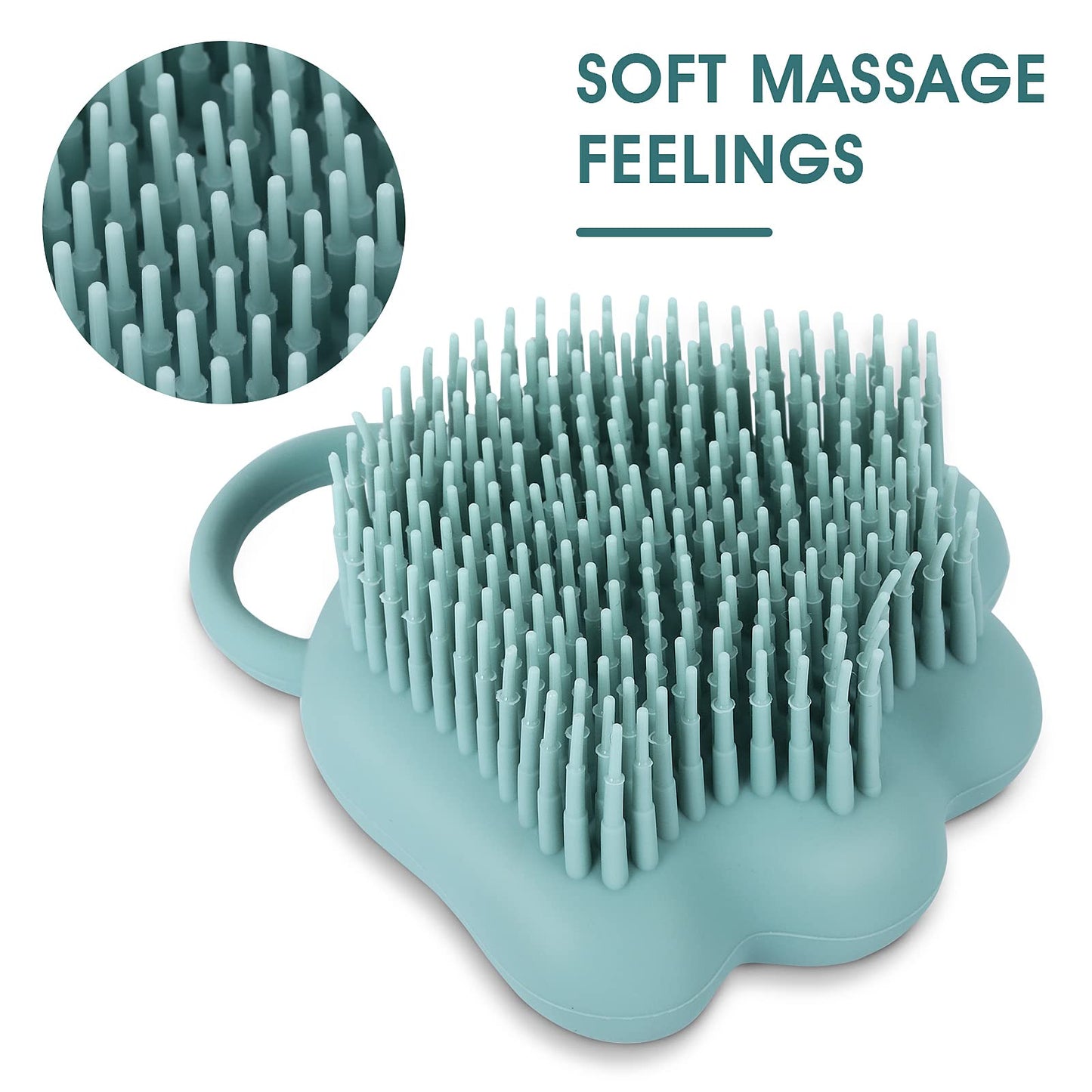 TIESOME Cepillo de Baño para Perros y Gatos, Dispensador de Champú de Silicona, Suave Cepillo de Ducha para el Lavado de Mascotas de Pelo Corto y Largo (Azul en forma de pata)