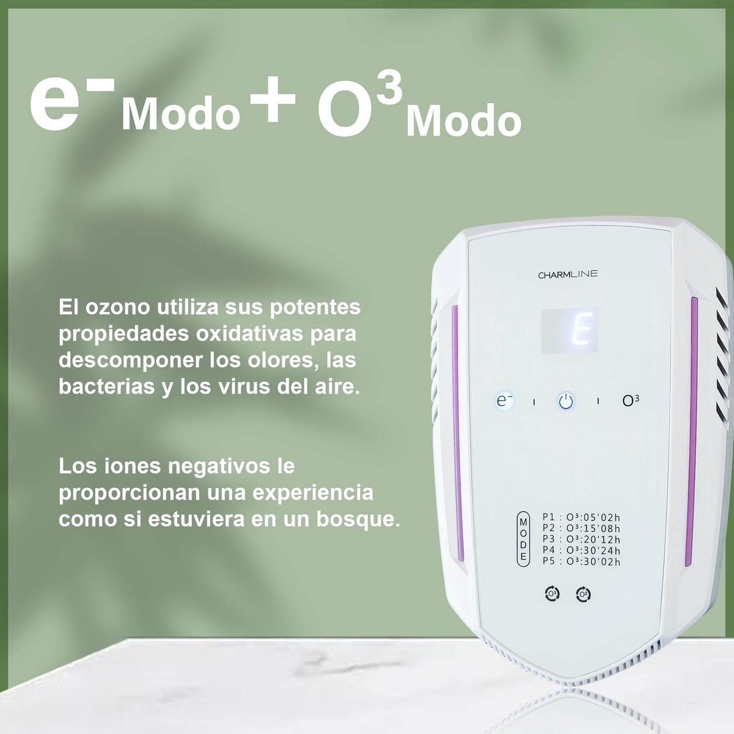 Purificador de Aire con Ozono e Iones Negativos,Eliminador de Olores,Air Purifier,Generador de Ionizador para Habitaciones,Generador de Ozono para Hogar/Cocinas/Baños/Habitaciones De Mascotas