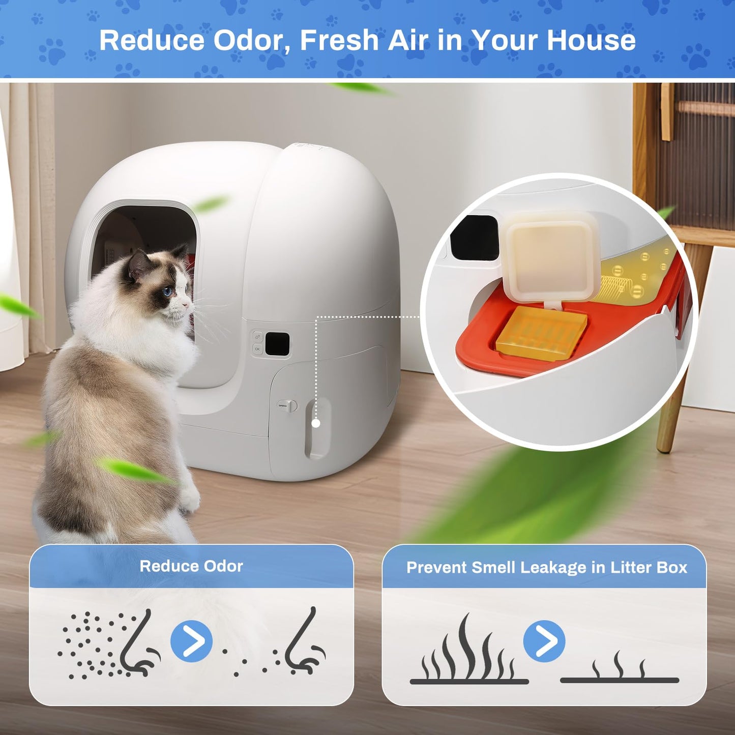Eliminador de Olores para Arenero Gatos Autolimpiable, Feriva Desodorante de Cajas de Arena para Gatos, Fragancia duradera Control de Olores de Inodoro, No Irritante, Alta Seguridad(Paquete de 3)