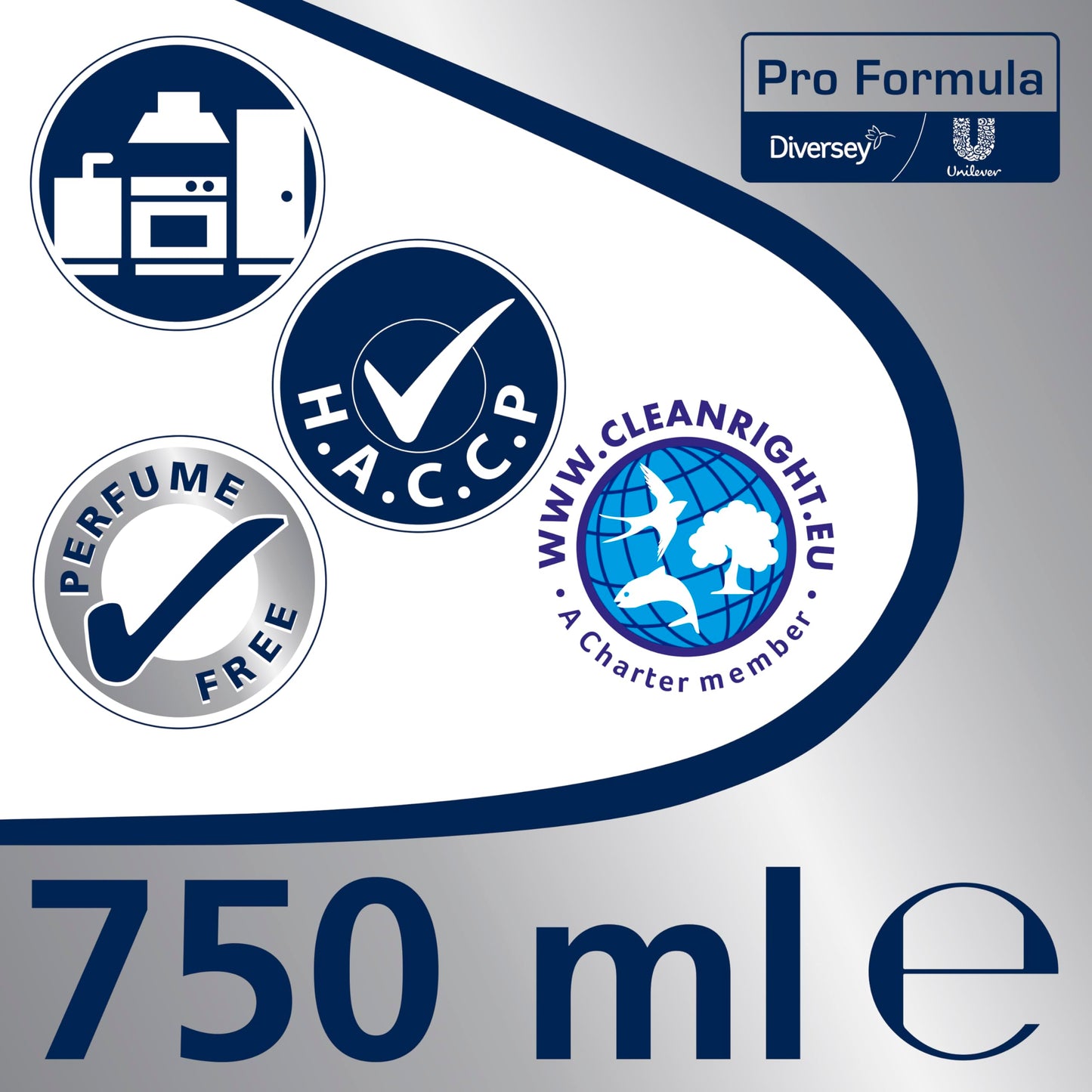 Cif Professional de acero inoxidable y cristal cocina 7518294 con contador limpiador fragancia libre para lebensmittelverarbeitende zonas, 0,75 litros